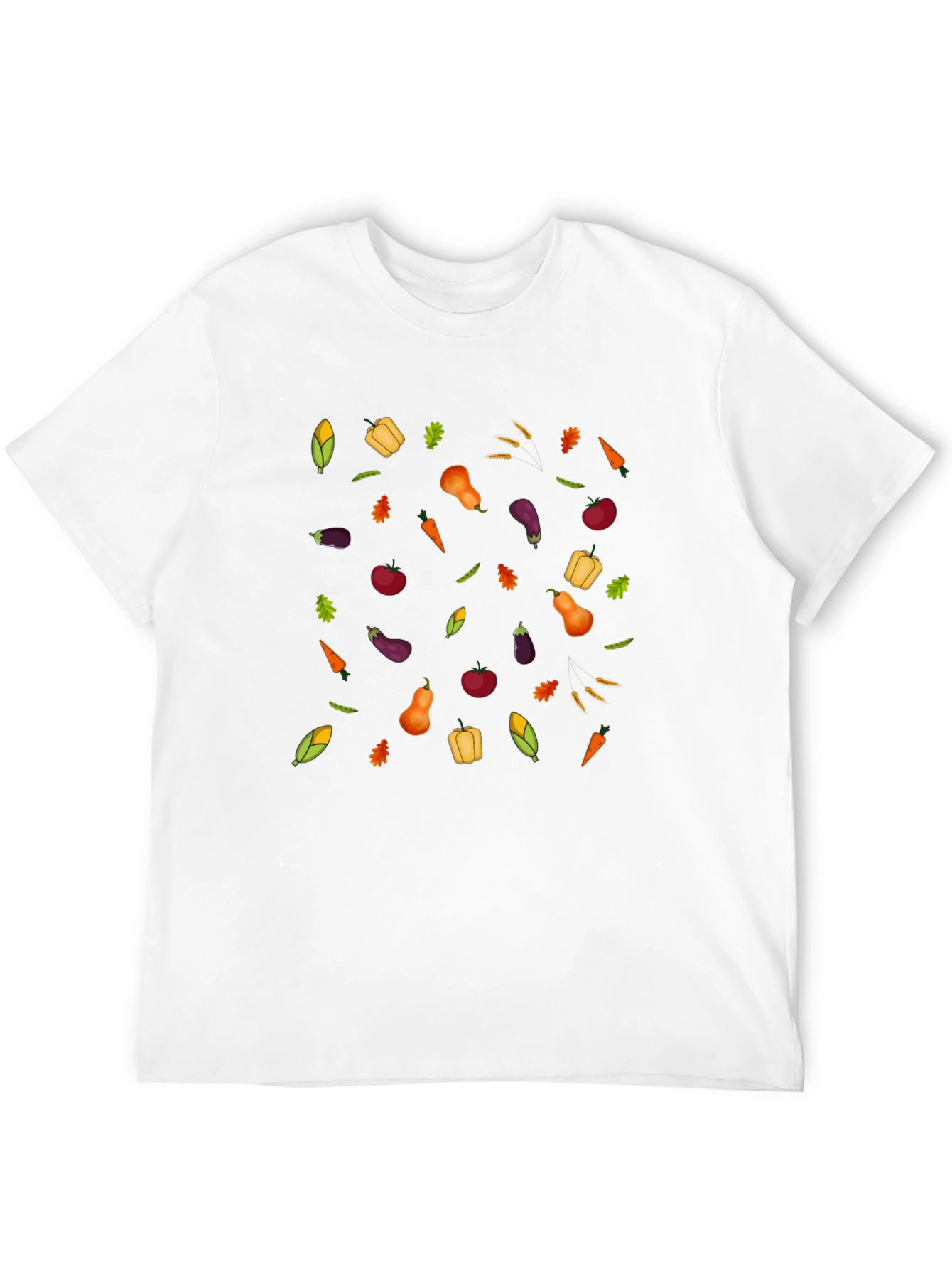 Harvest Vegetable Print Black T-Shirt