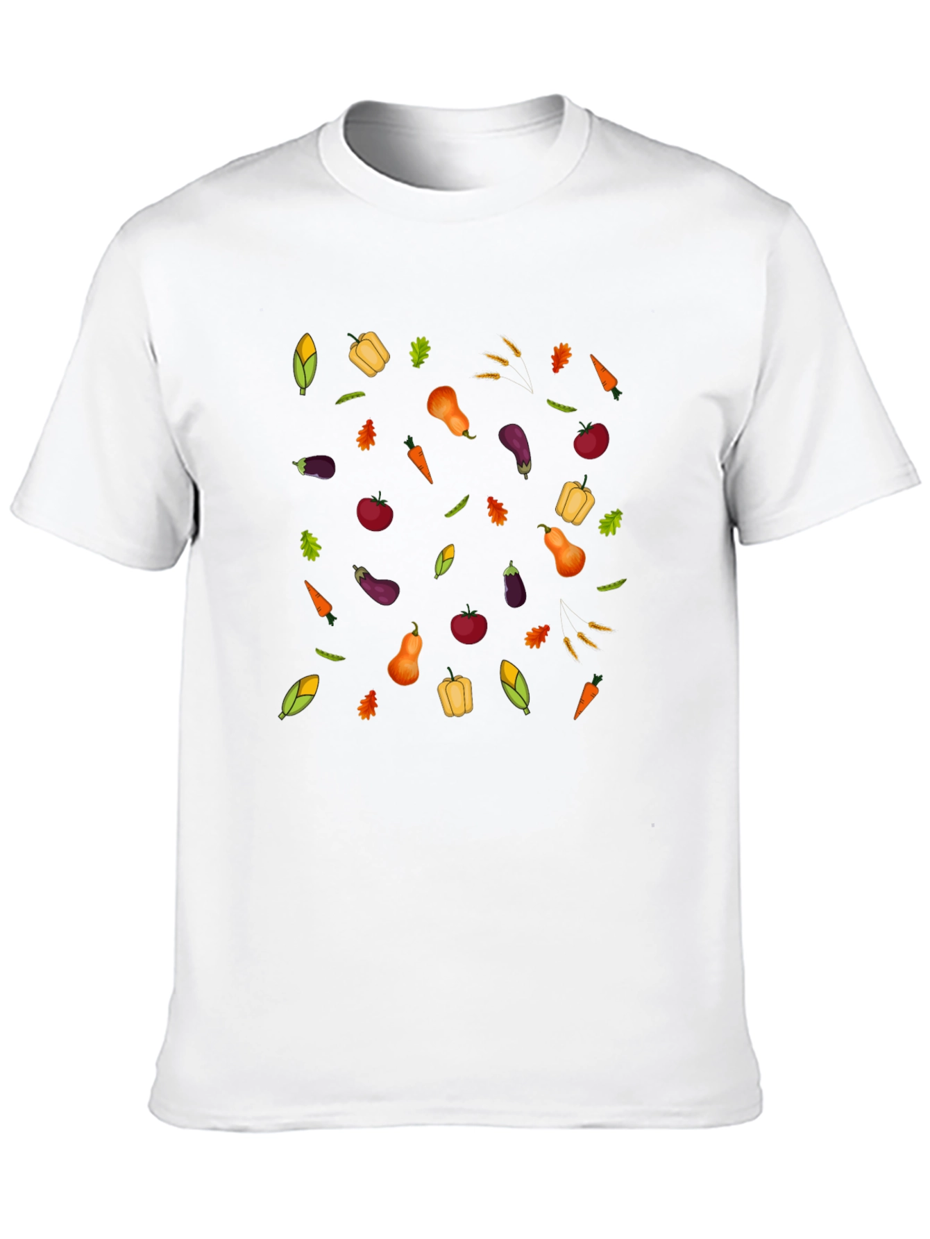 Harvest Vegetable Print Black T-Shirt