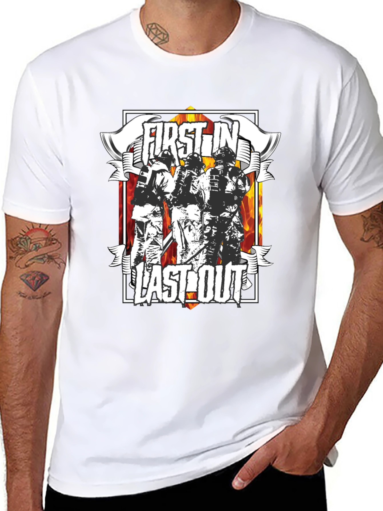 Firefighter First In Last Out Graphic T-Shirt