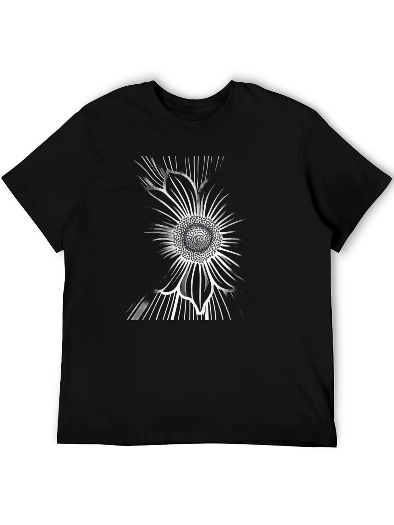 Abstract Sunflower Graphic Black T-Shirt