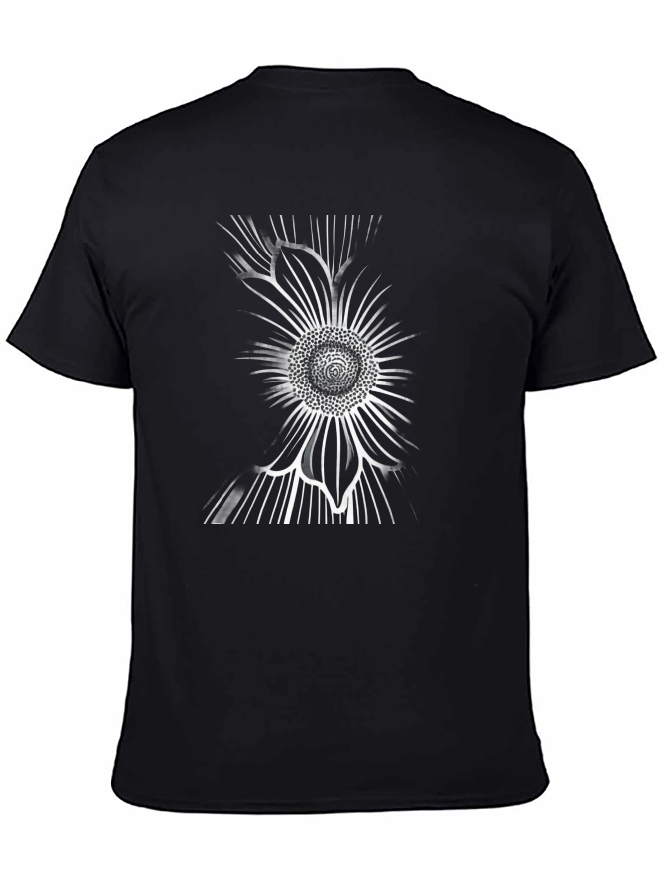 Abstract Sunflower Graphic Black T-Shirt
