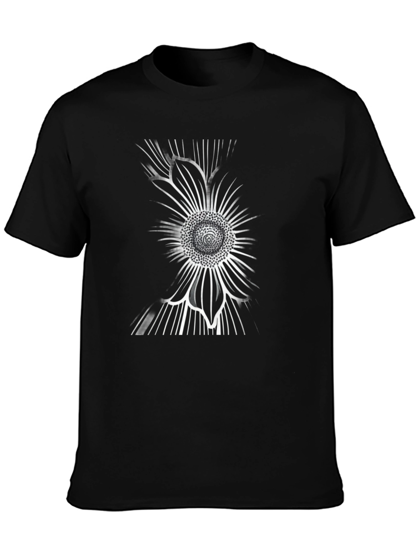 Abstract Sunflower Graphic Black T-Shirt