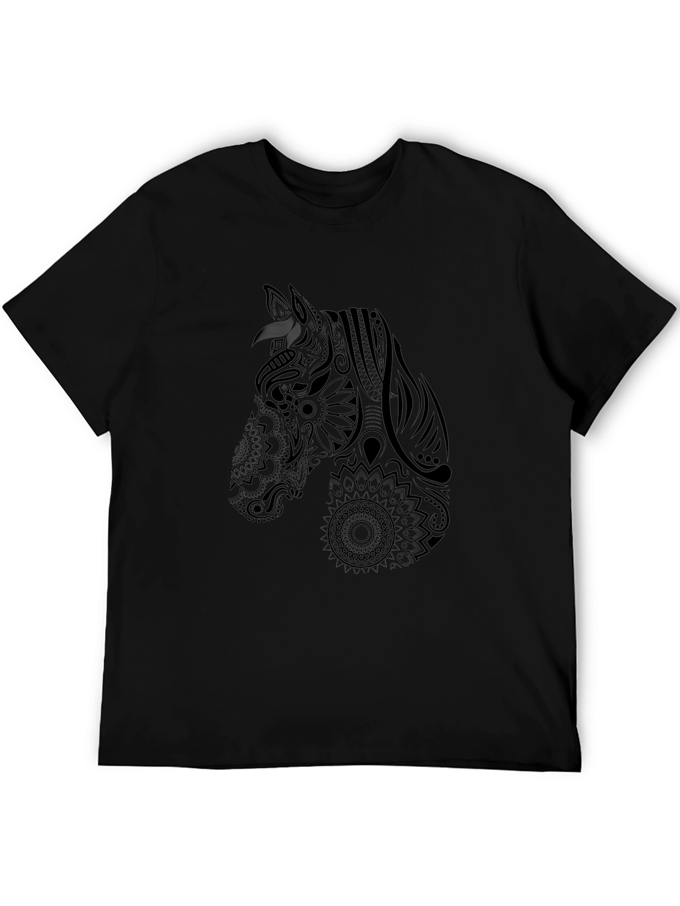 Black Horse Mandala T-Shirt - Stylish Graphic Tee
