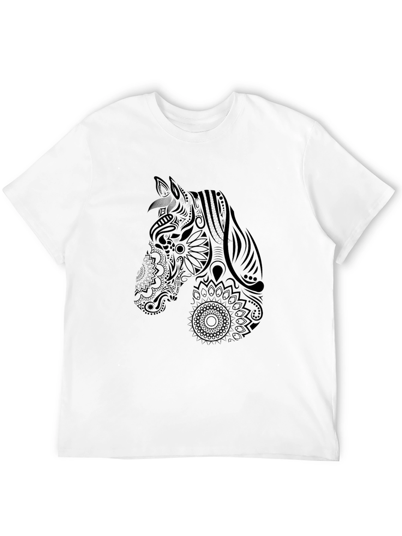 Black Horse Mandala T-Shirt - Stylish Graphic Tee