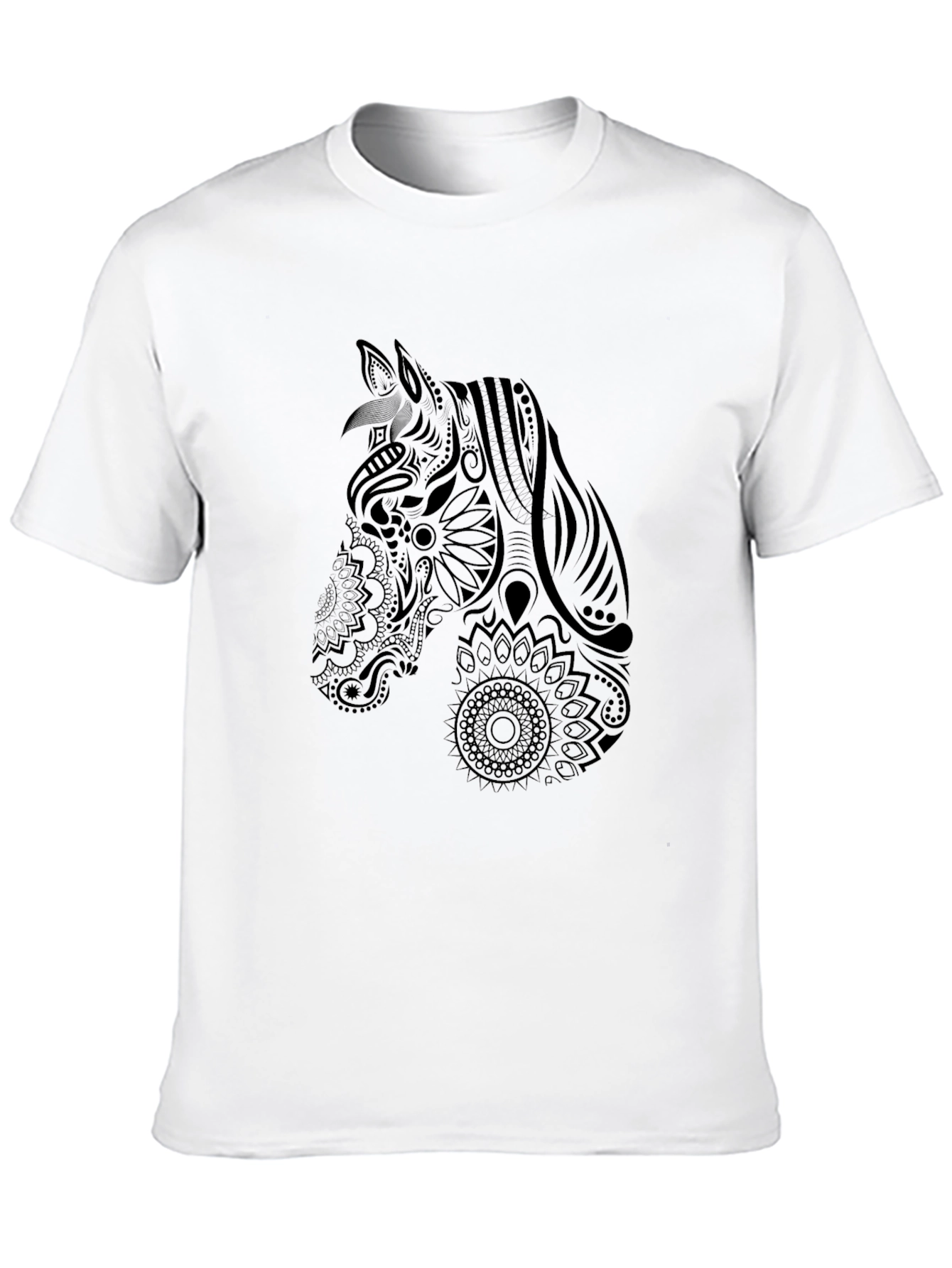 Black Horse Mandala T-Shirt - Stylish Graphic Tee