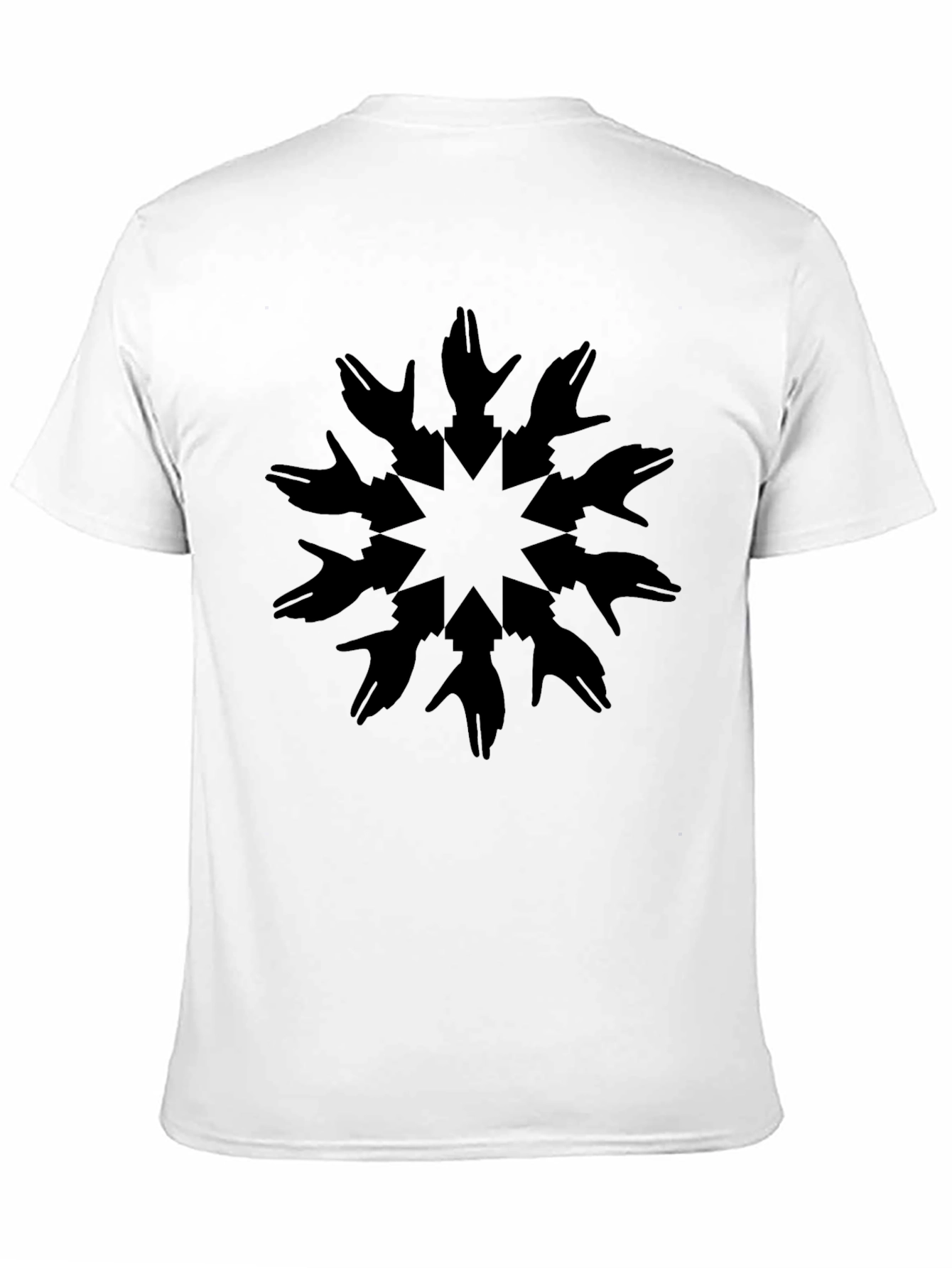 Graphic Print Tee - Black Hands Star Design