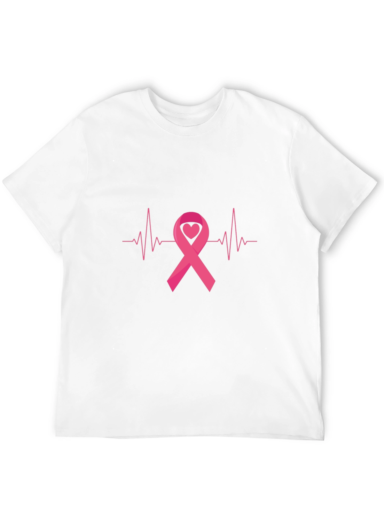 Breast Cancer Awareness Ribbon Heartbeat Black T-Shirt