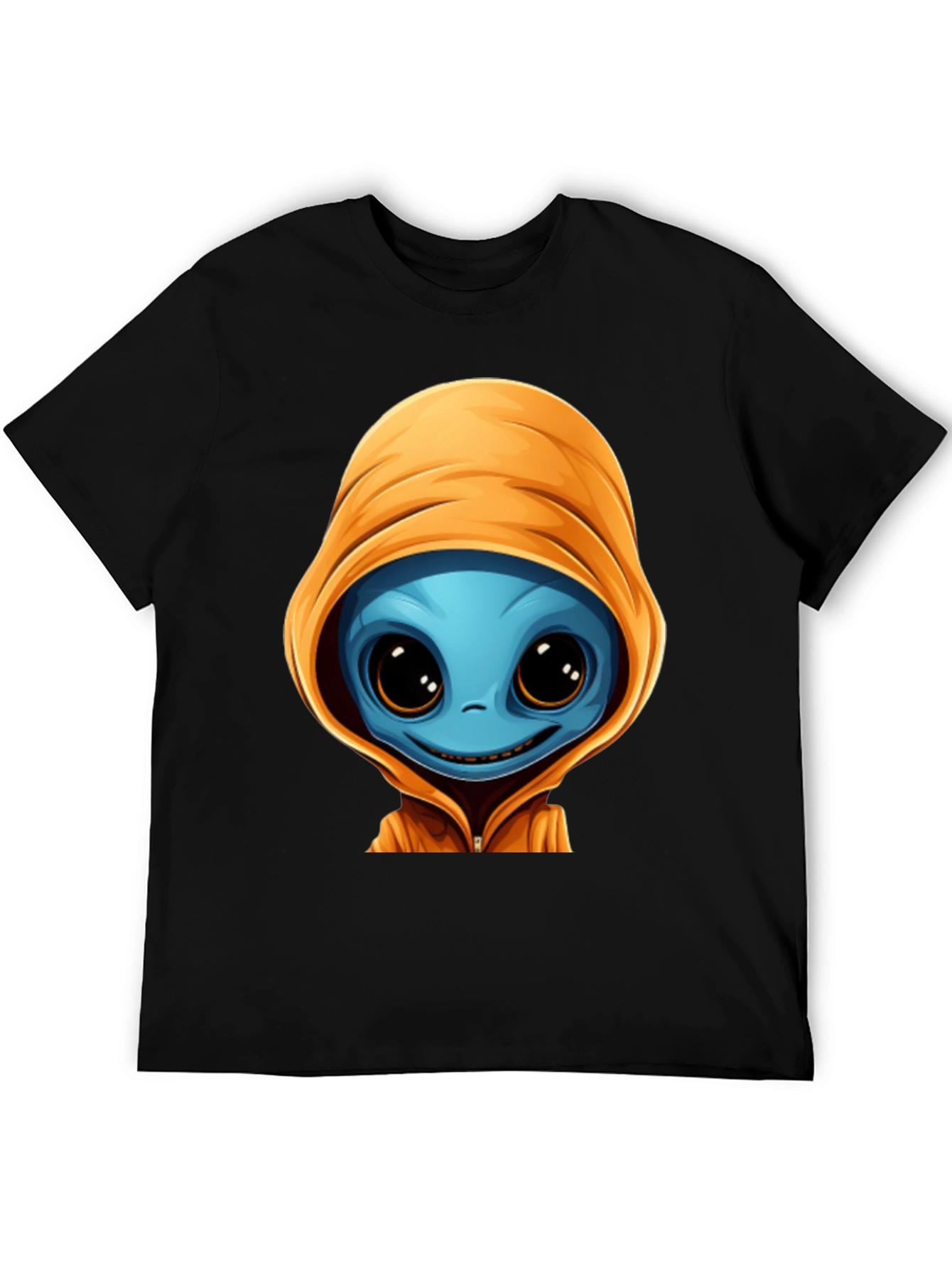Alien Cartoon Graphic Tee - Black