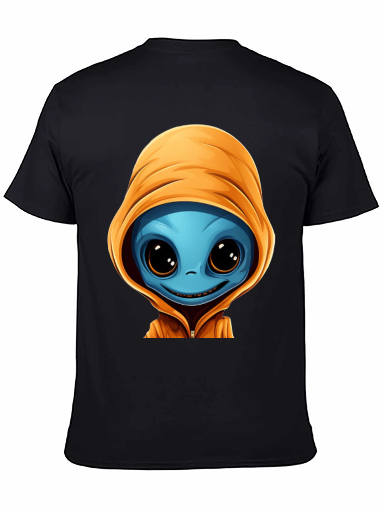 Alien Cartoon Graphic Tee - Black