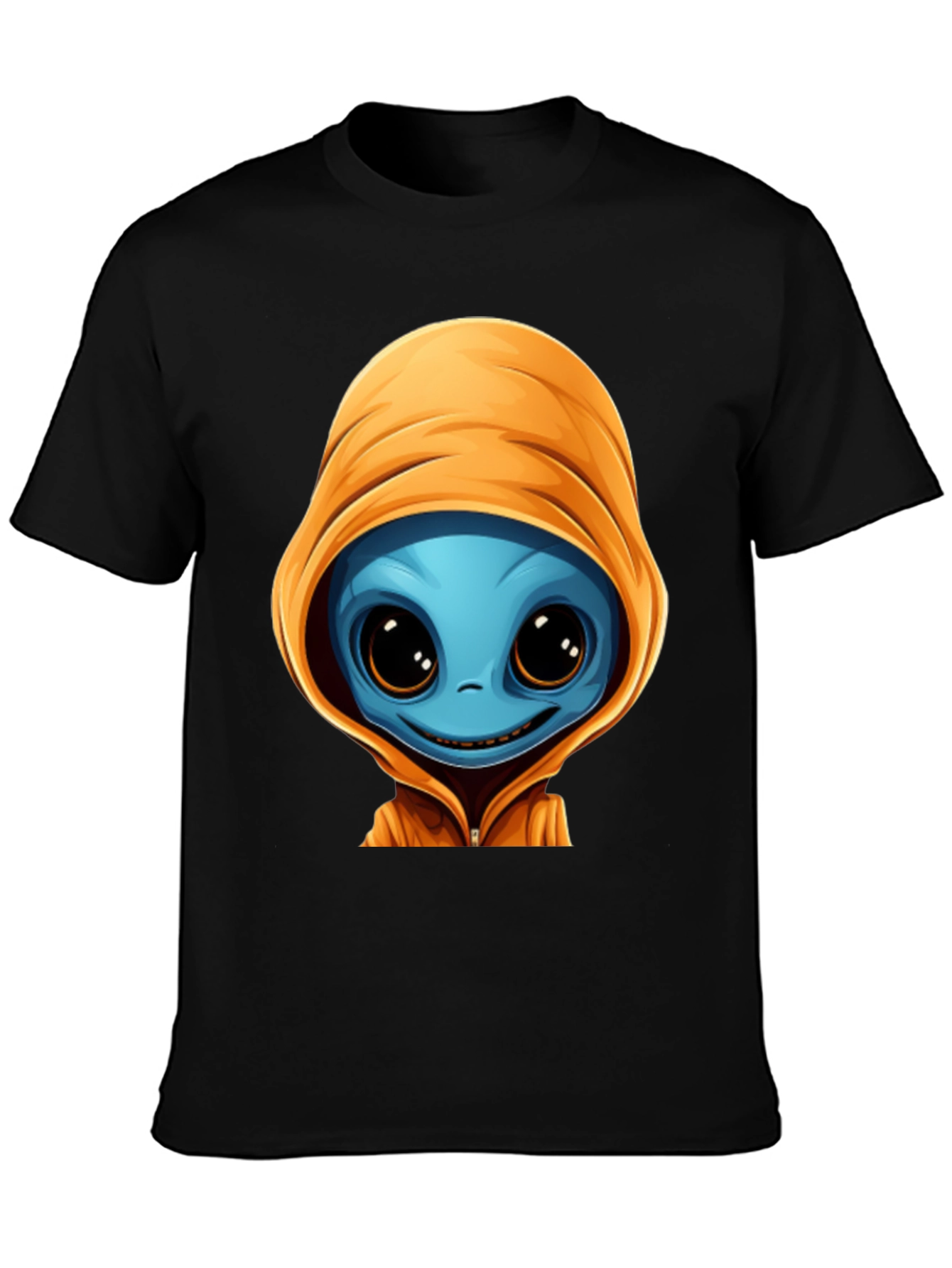 Alien Cartoon Graphic Tee - Black