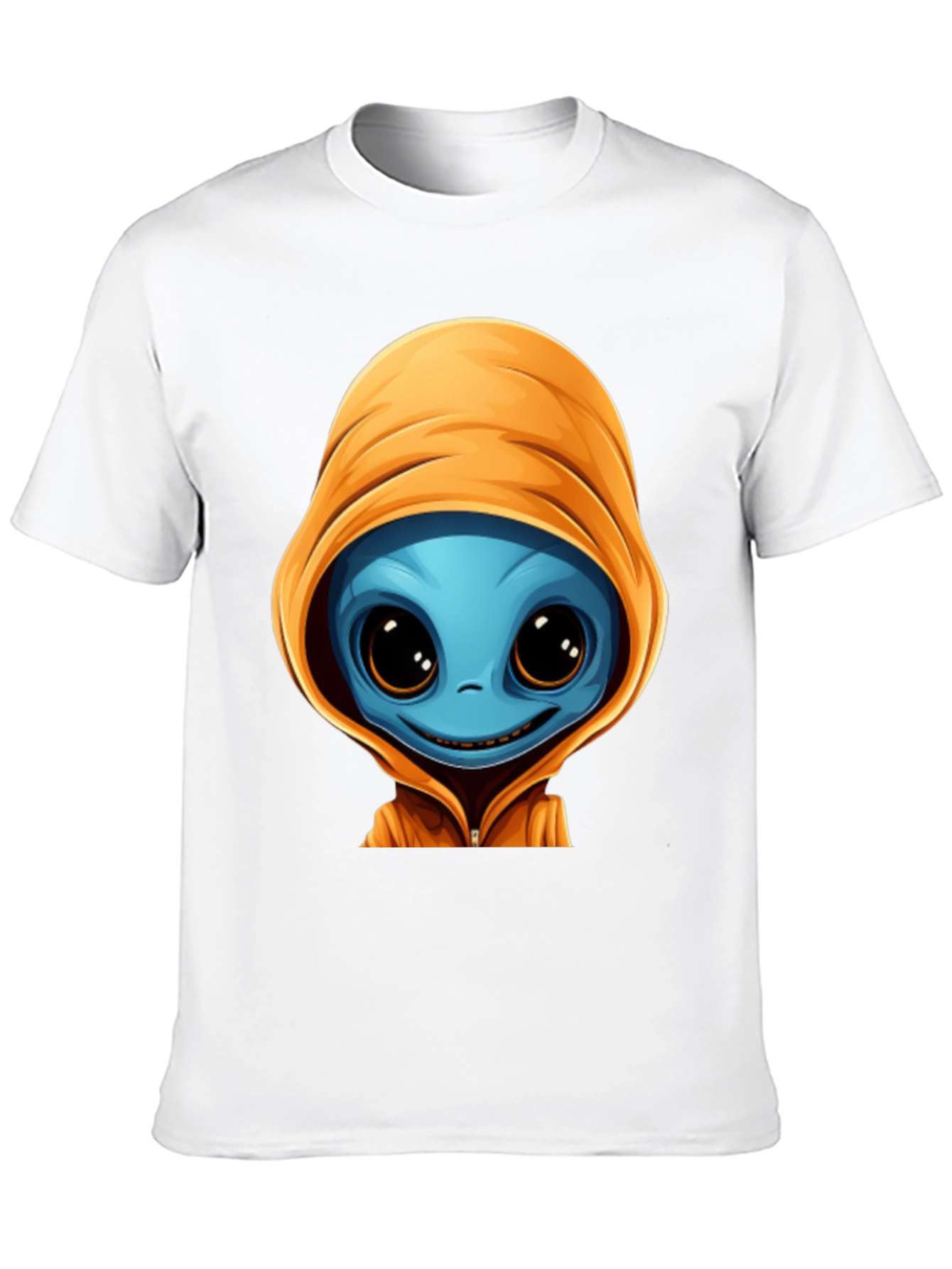 Alien Cartoon Graphic Tee - Black