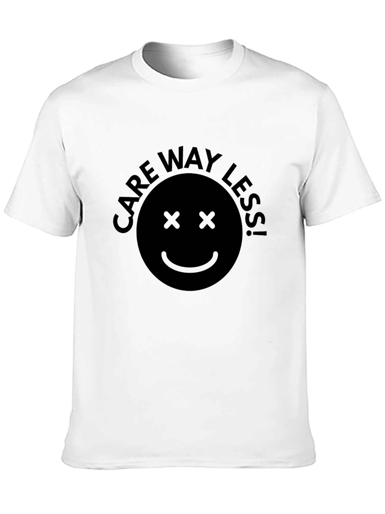 Care Way Less Smiley Face Black T-Shirt