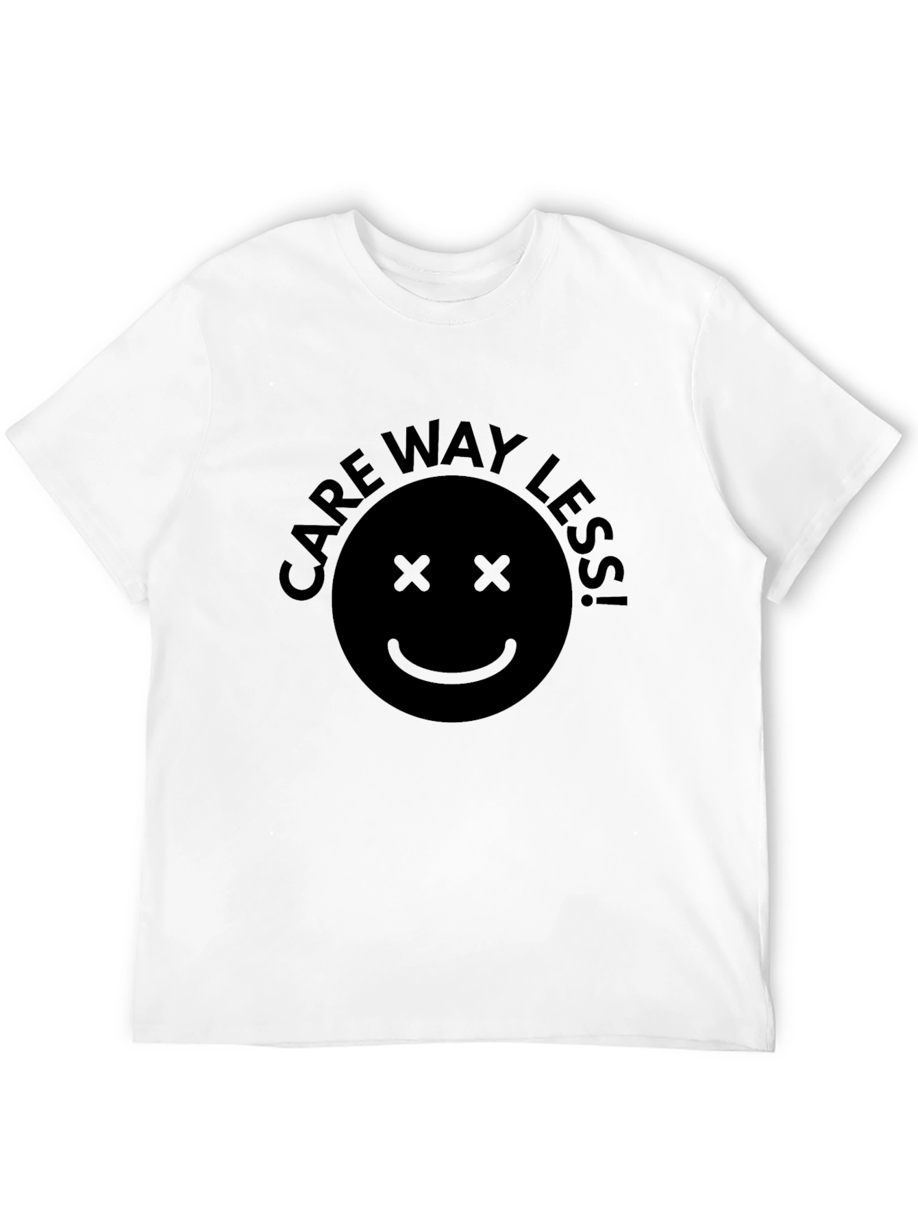 Care Way Less Smiley Face Black T-Shirt