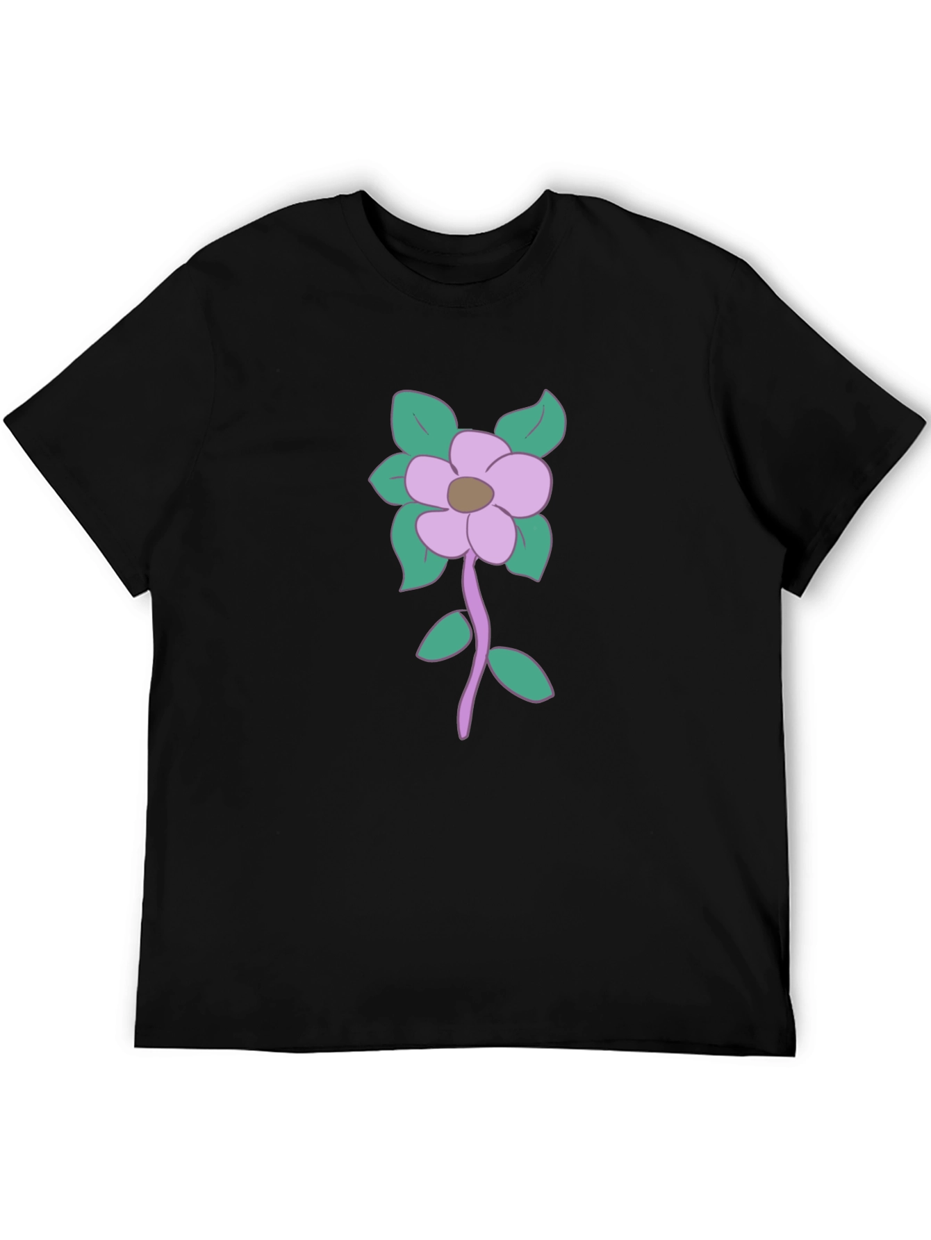 Floral Graphic Print Mens Black T-Shirt