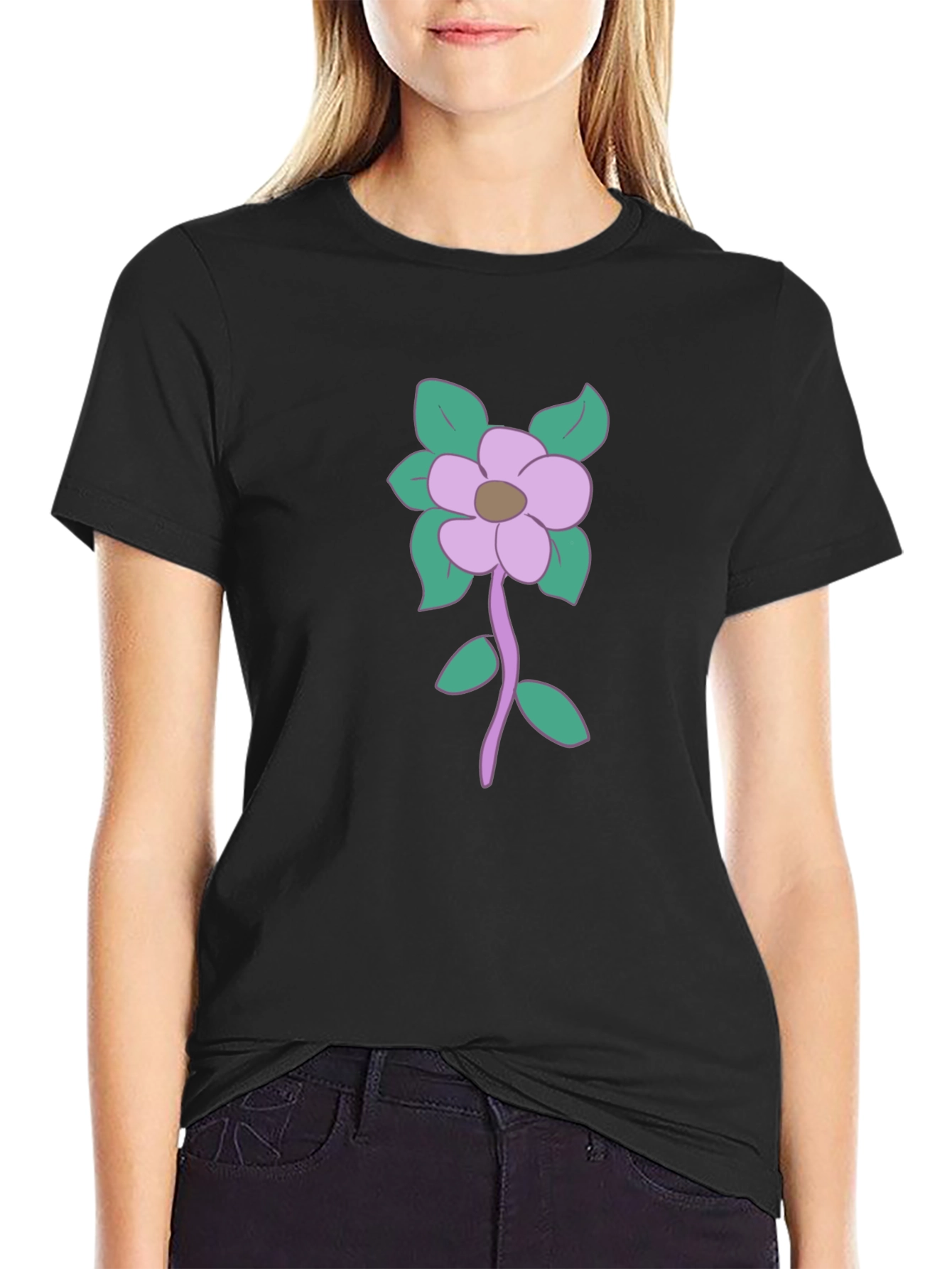 Floral Graphic Print Mens Black T-Shirt