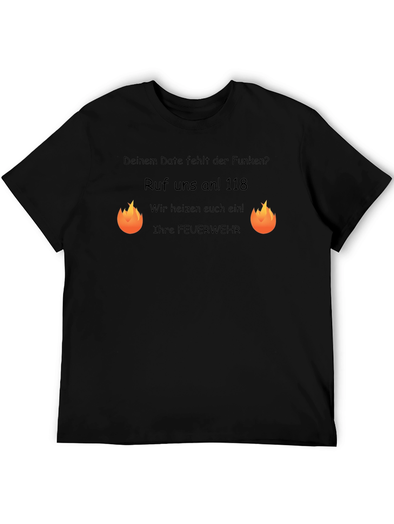 Funny Firefighter T-Shirt: Lack of Spark? Call 118!
