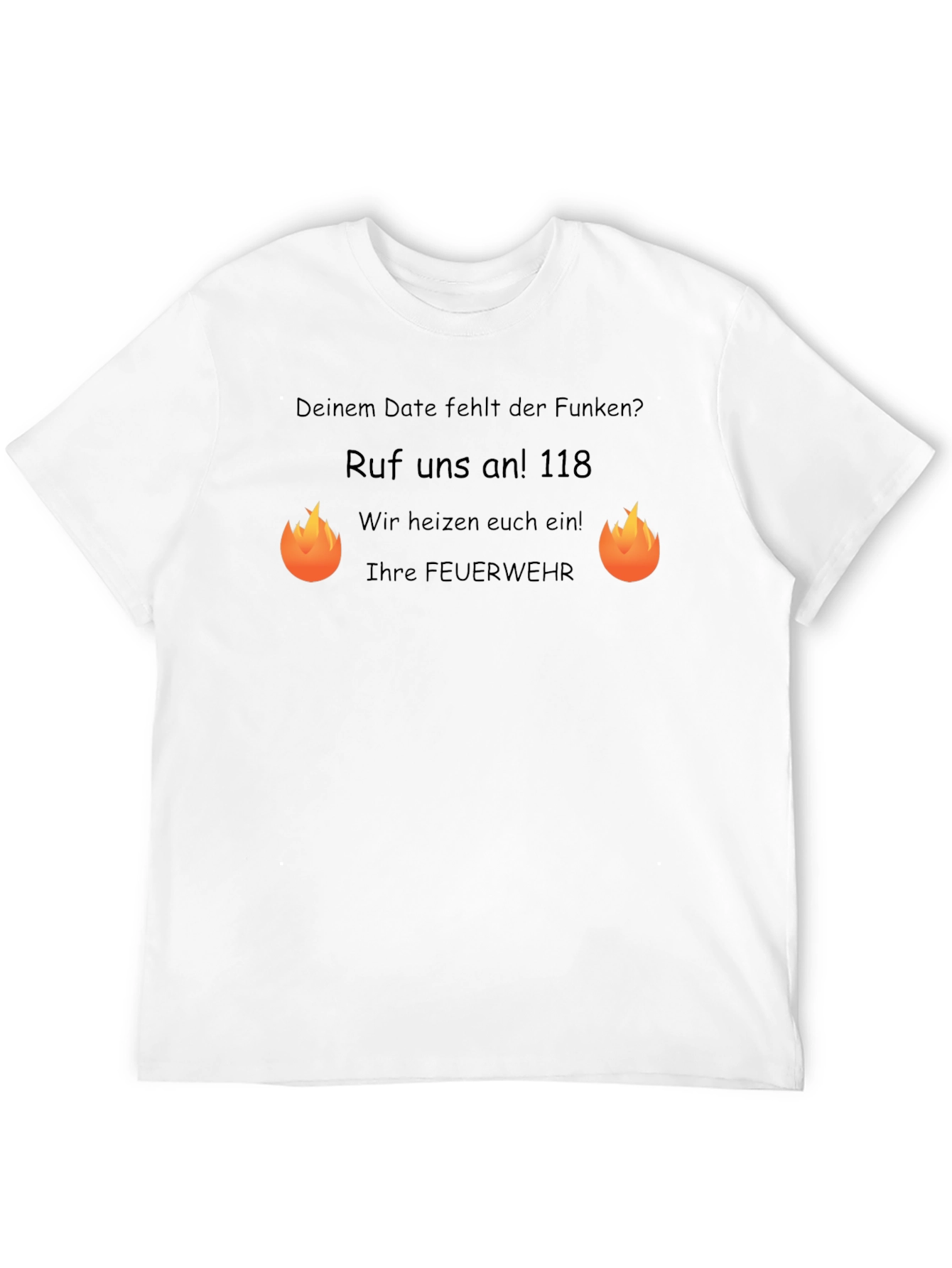 Funny Firefighter T-Shirt: Lack of Spark? Call 118!