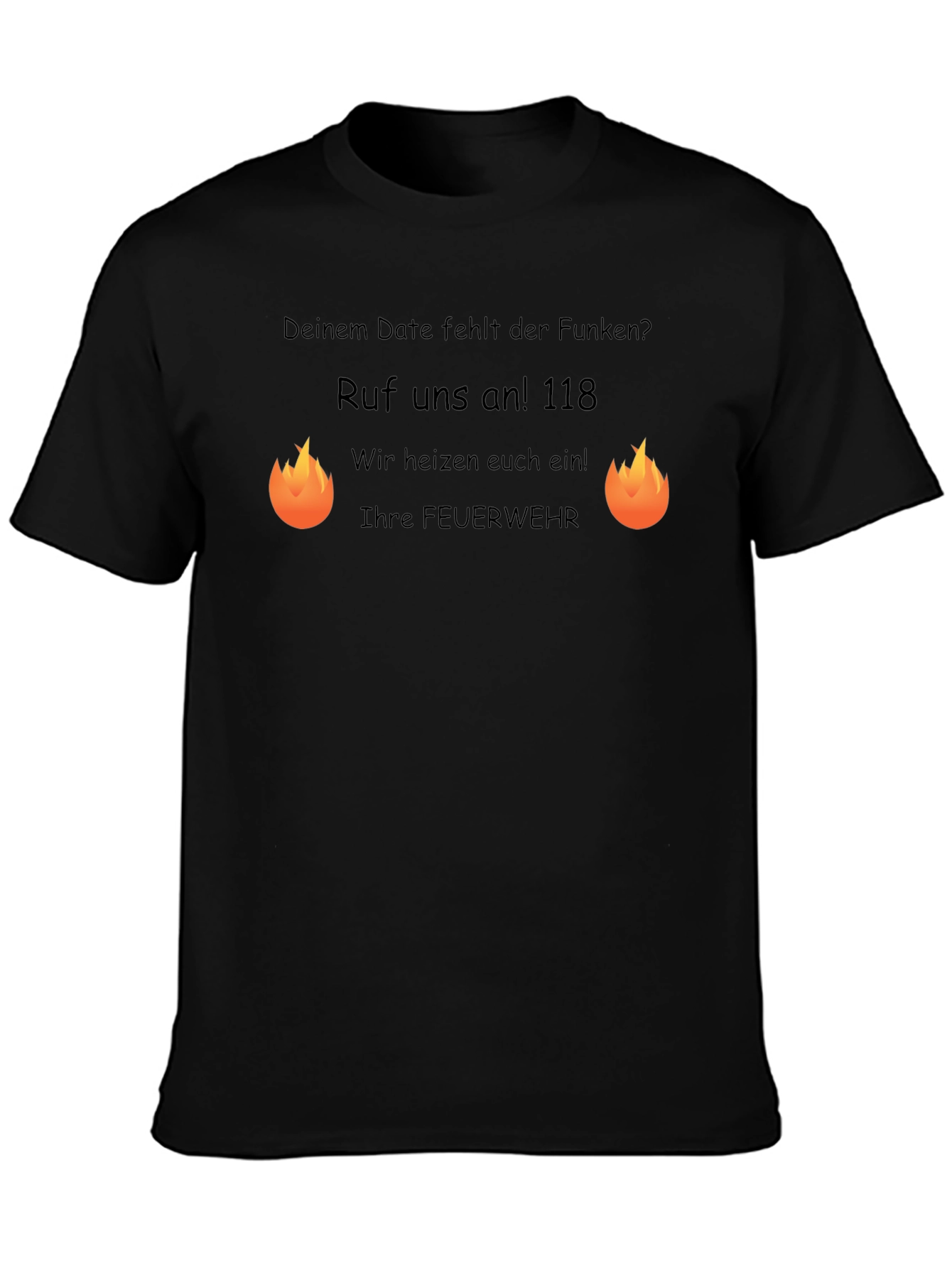 Funny Firefighter T-Shirt: Lack of Spark? Call 118!