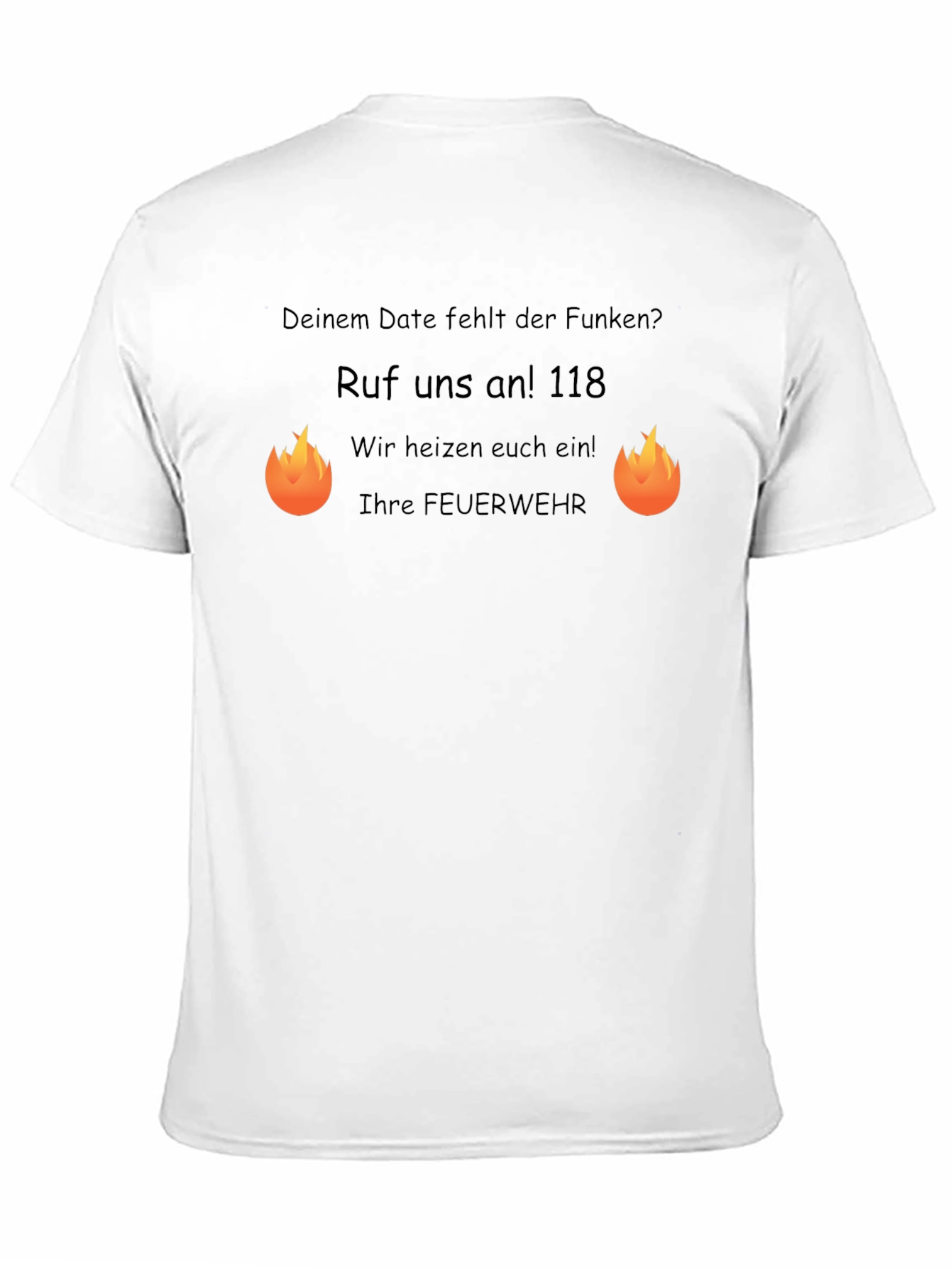 Funny Firefighter T-Shirt: Lack of Spark? Call 118!