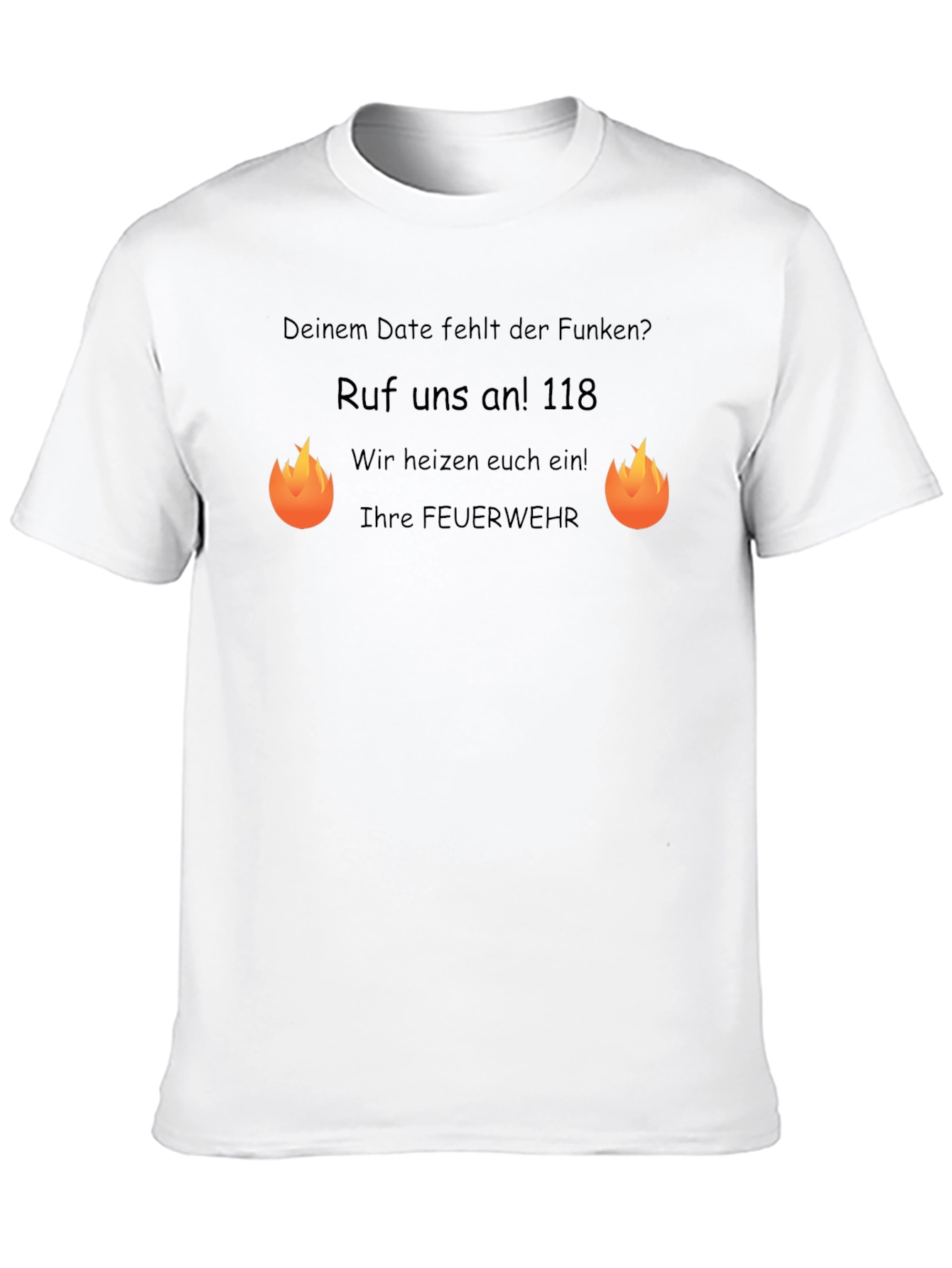 Funny Firefighter T-Shirt: Lack of Spark? Call 118!