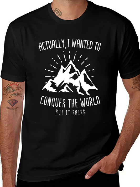 Conquer The World Graphic Tee - Black Cotton T-Shirt
