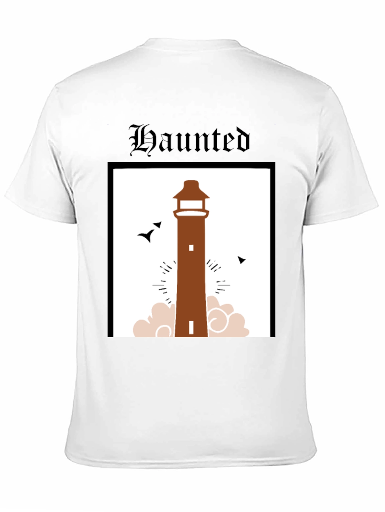 Haunted Lighthouse Graphic Tee - Black Cotton T-Shirt