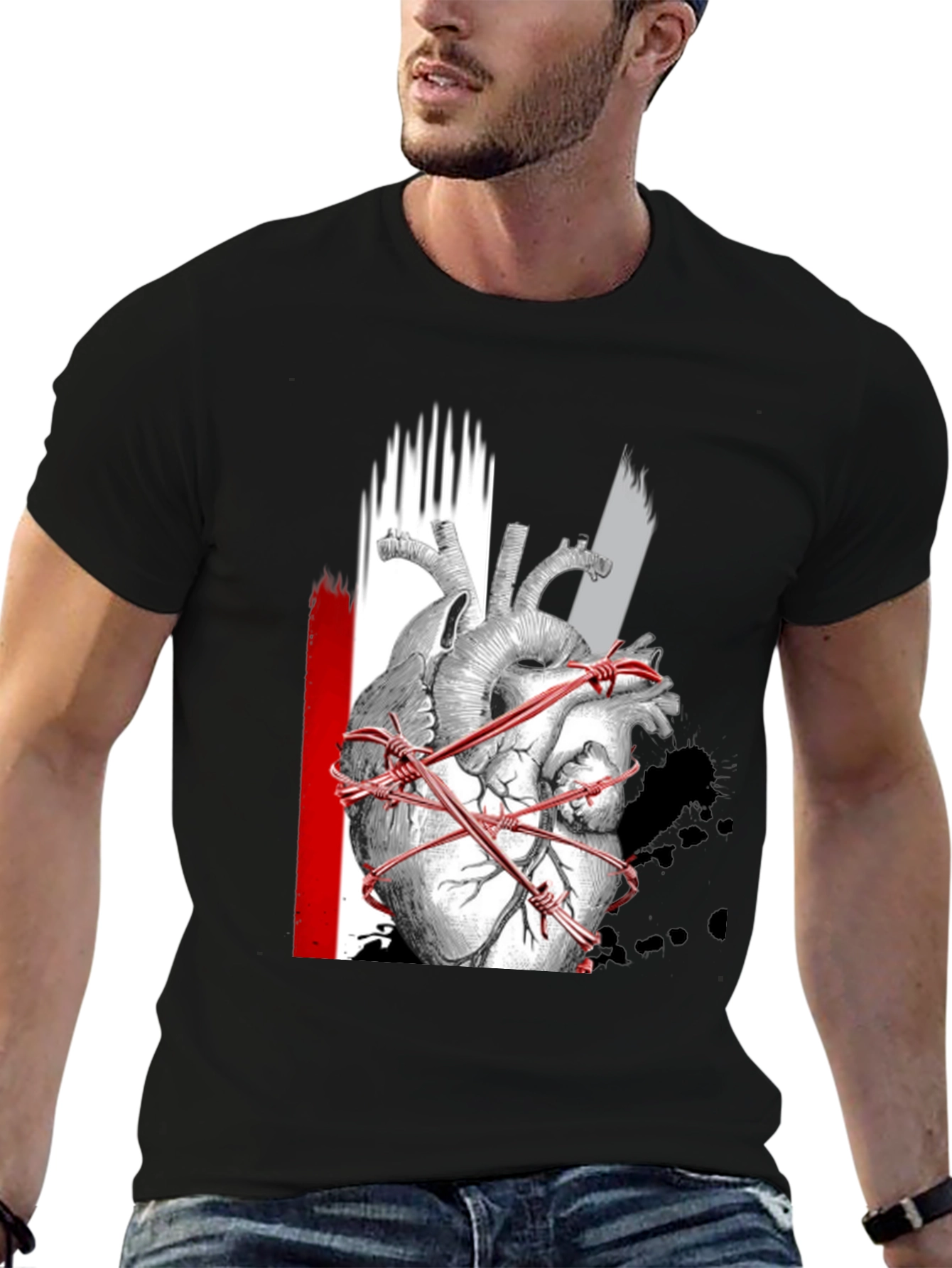Anatomical Heart Barbed Wire Graphic Tee