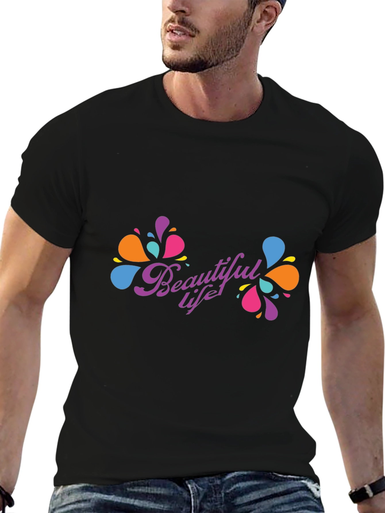 Beautiful Life Black T-Shirt - Modern Design