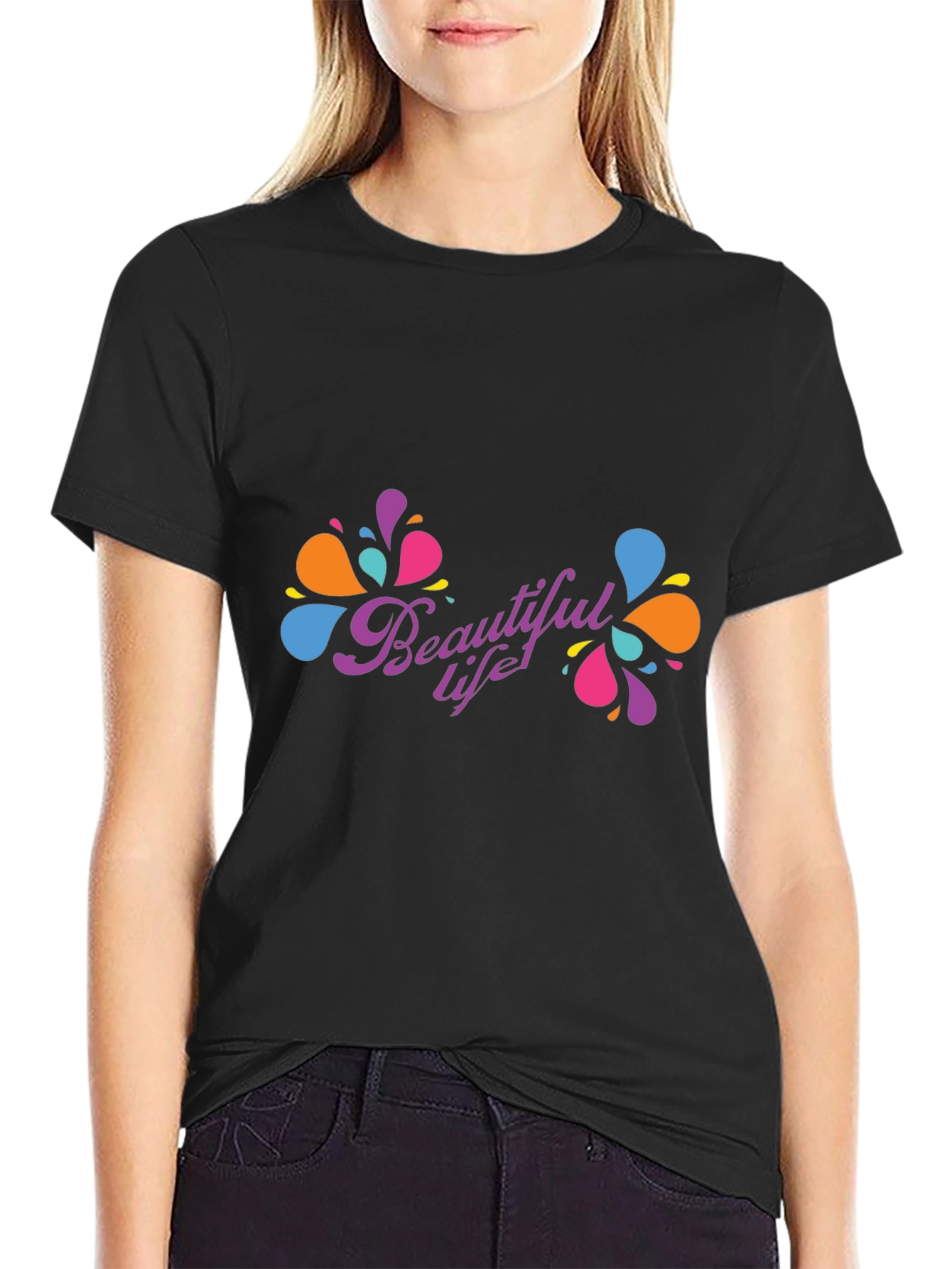 Beautiful Life Black T-Shirt - Modern Design