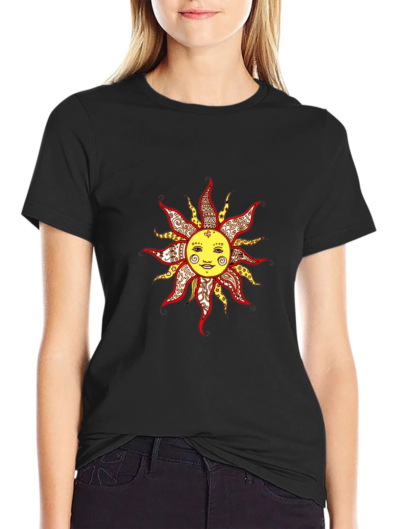 Smiling Sun Graphic Tee - Black Unisex T-Shirt