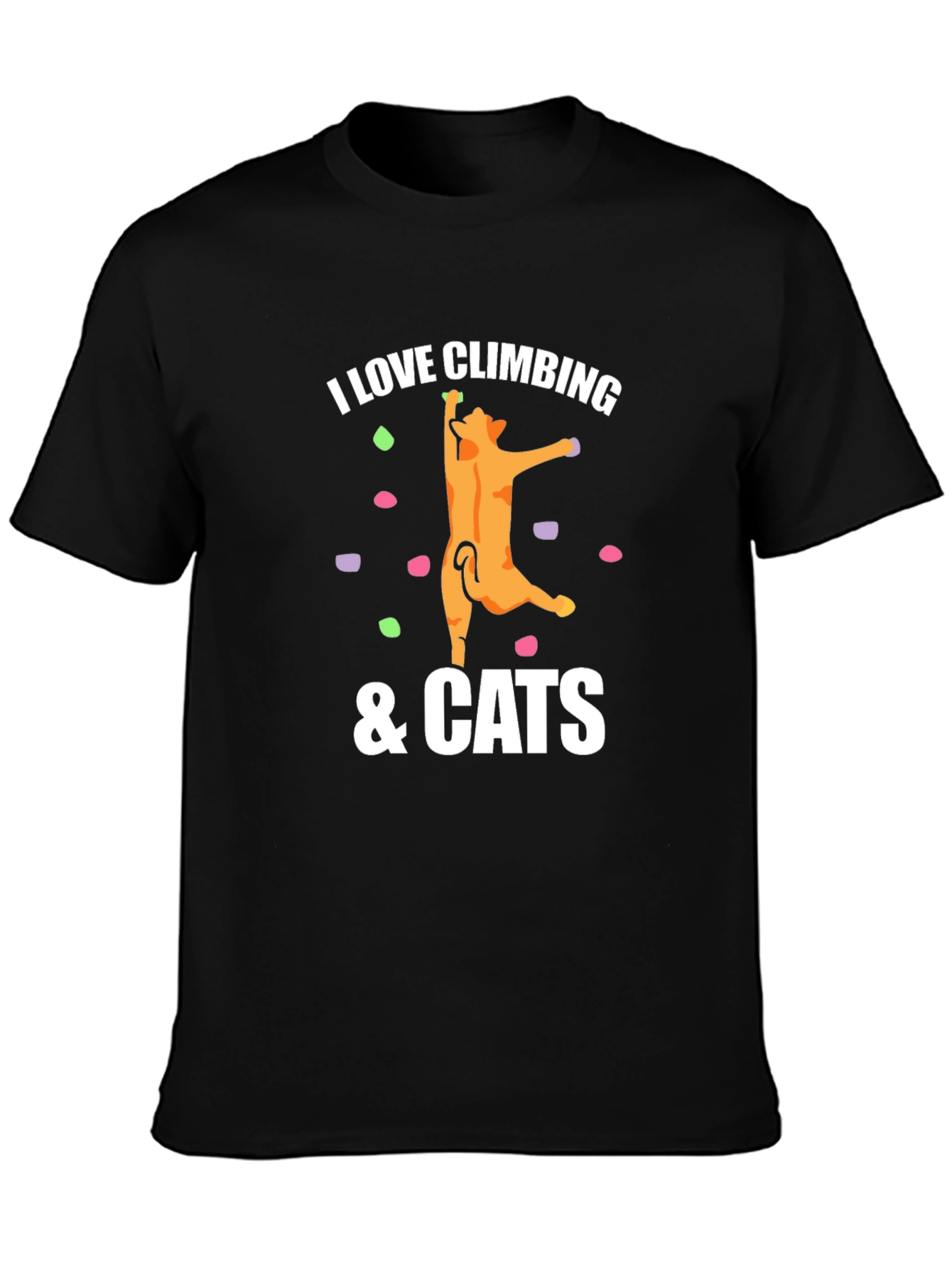 I Love Climbing & Cats Graphic Tee - Black