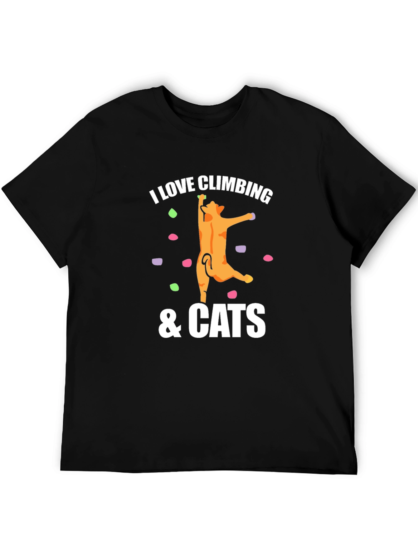 I Love Climbing & Cats Graphic Tee - Black