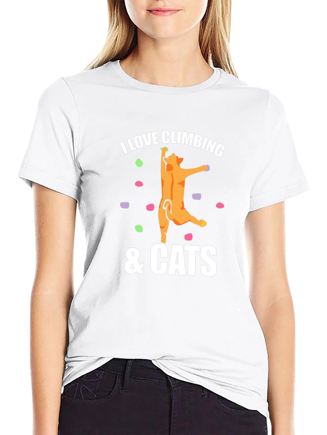 I Love Climbing & Cats Graphic Tee - Black