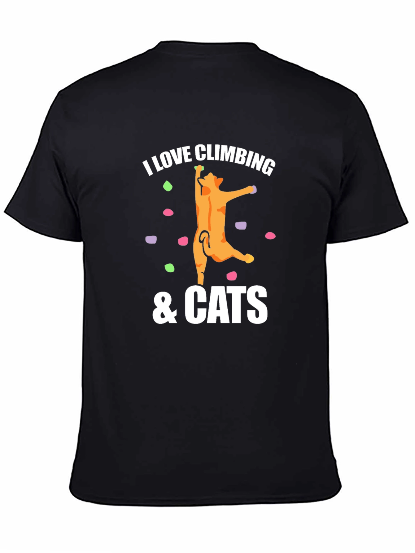 I Love Climbing & Cats Graphic Tee - Black