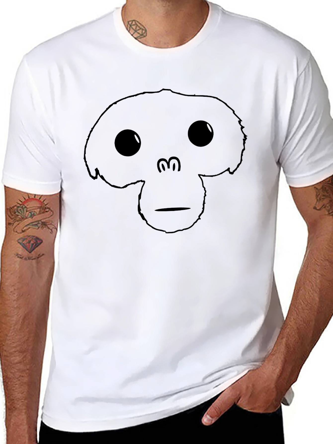 Monkey Face Graphic Tee - Black Casual T-Shirt