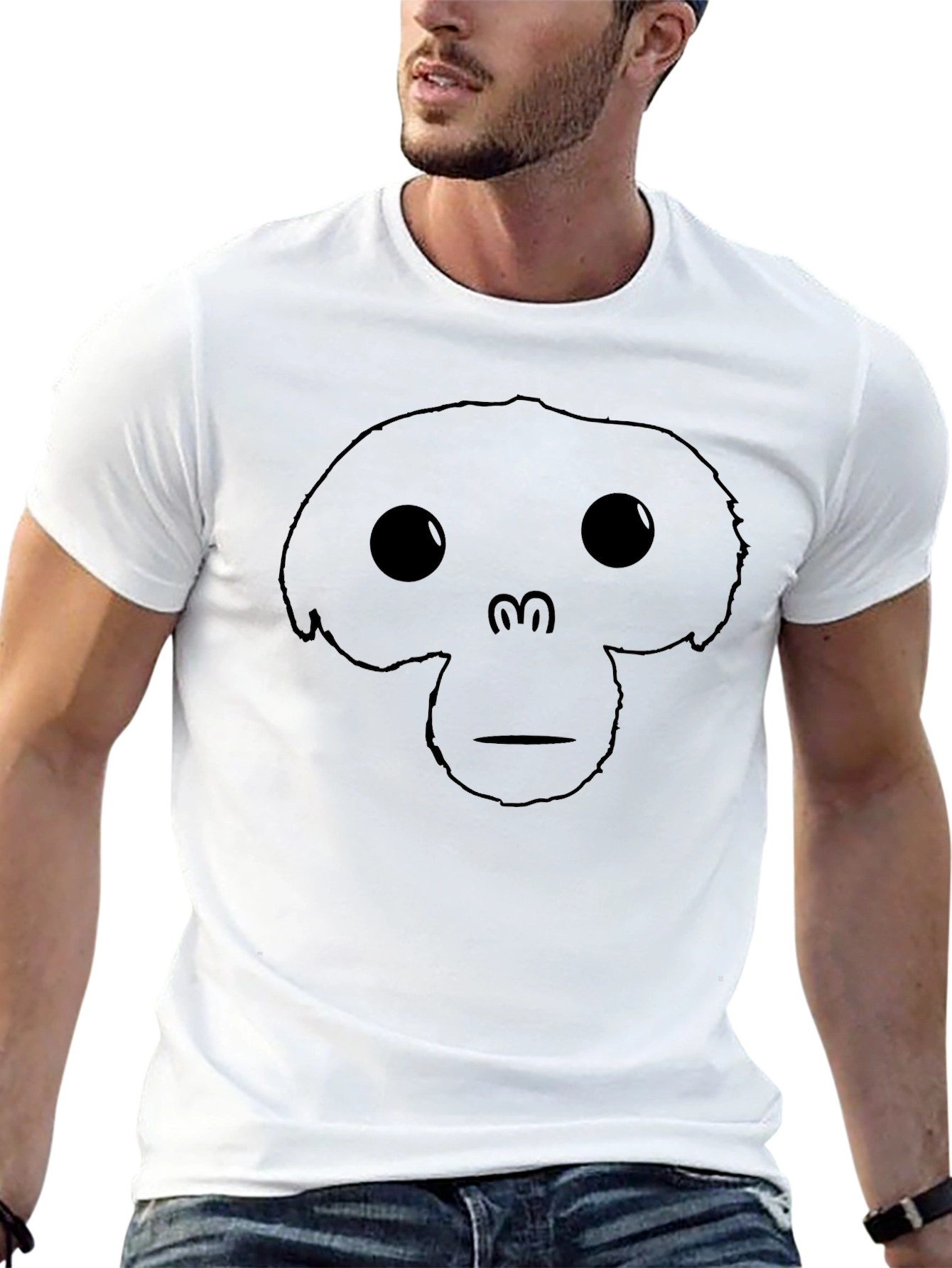 Monkey Face Graphic Tee - Black Casual T-Shirt