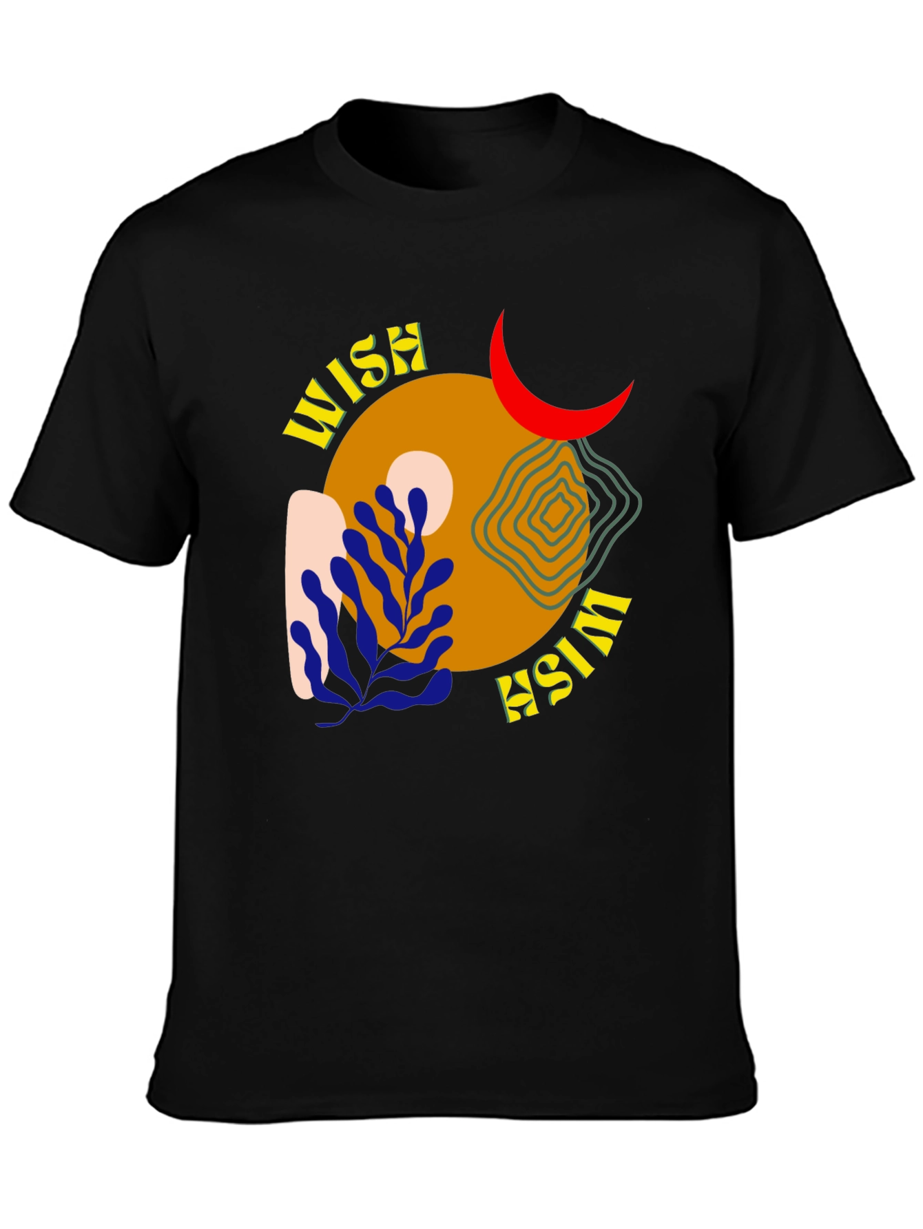 Wish Graphic Tee - Black Cotton Casual Shirt