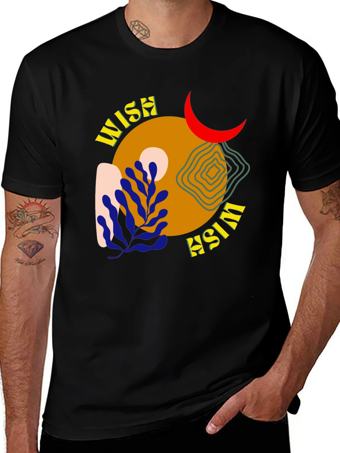Wish Graphic Tee - Black Cotton Casual Shirt