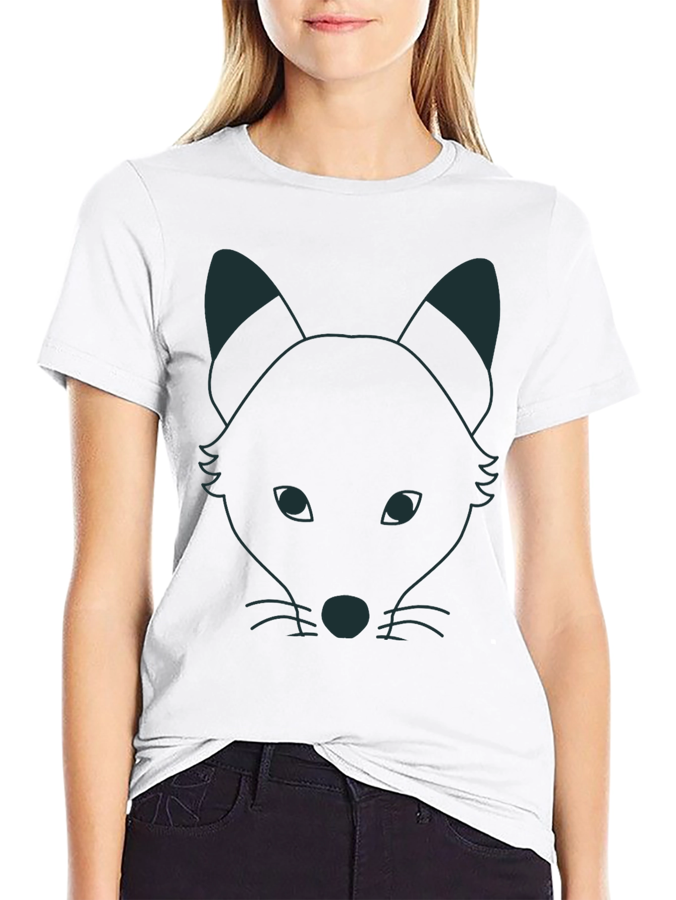 Fox Outline Graphic T-Shirt - Black
