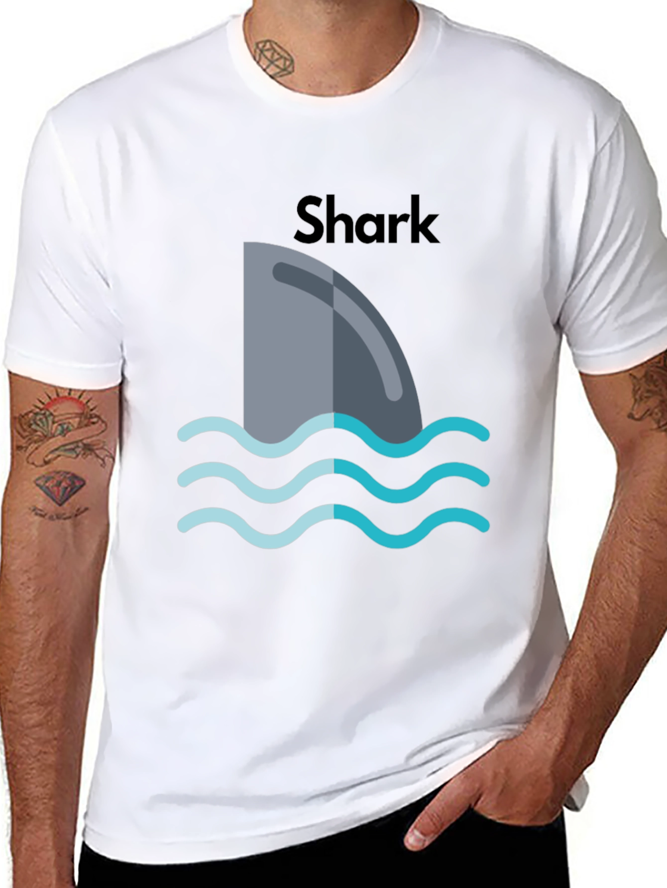 Shark Fin Graphic Black T-Shirt