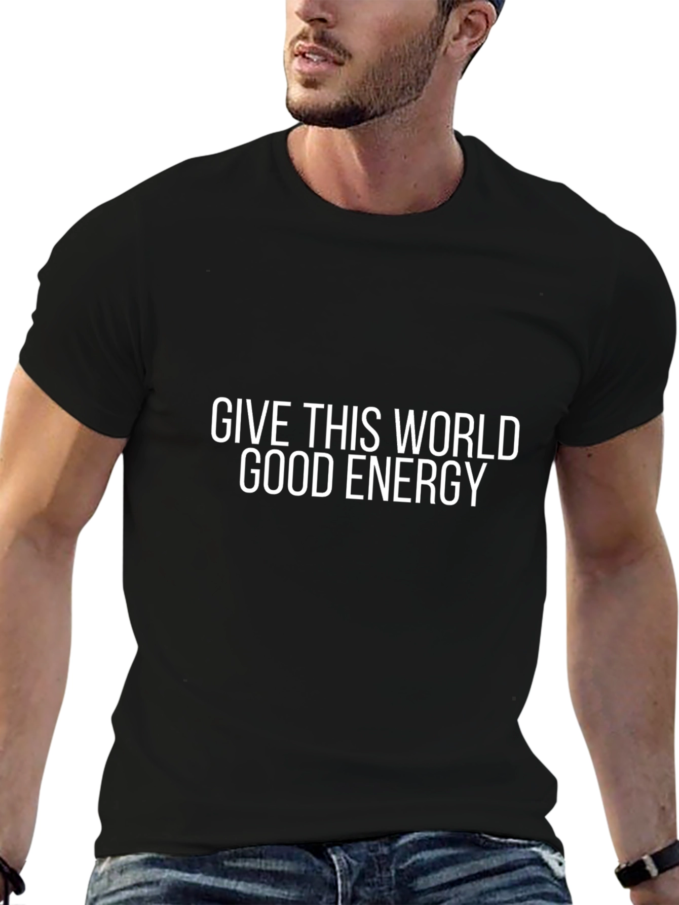 Give This World Good Energy Black Tee
