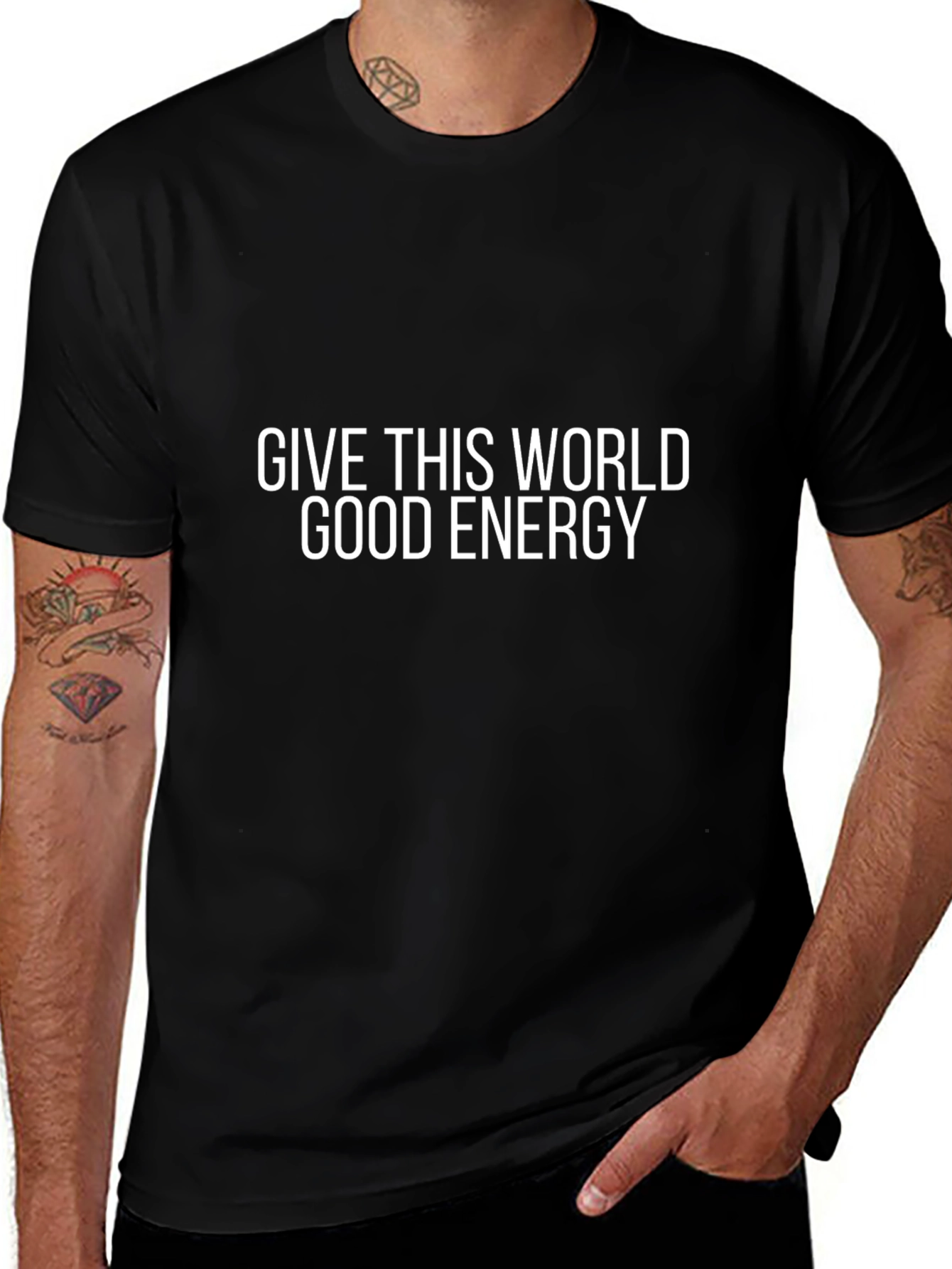 Give This World Good Energy Black Tee
