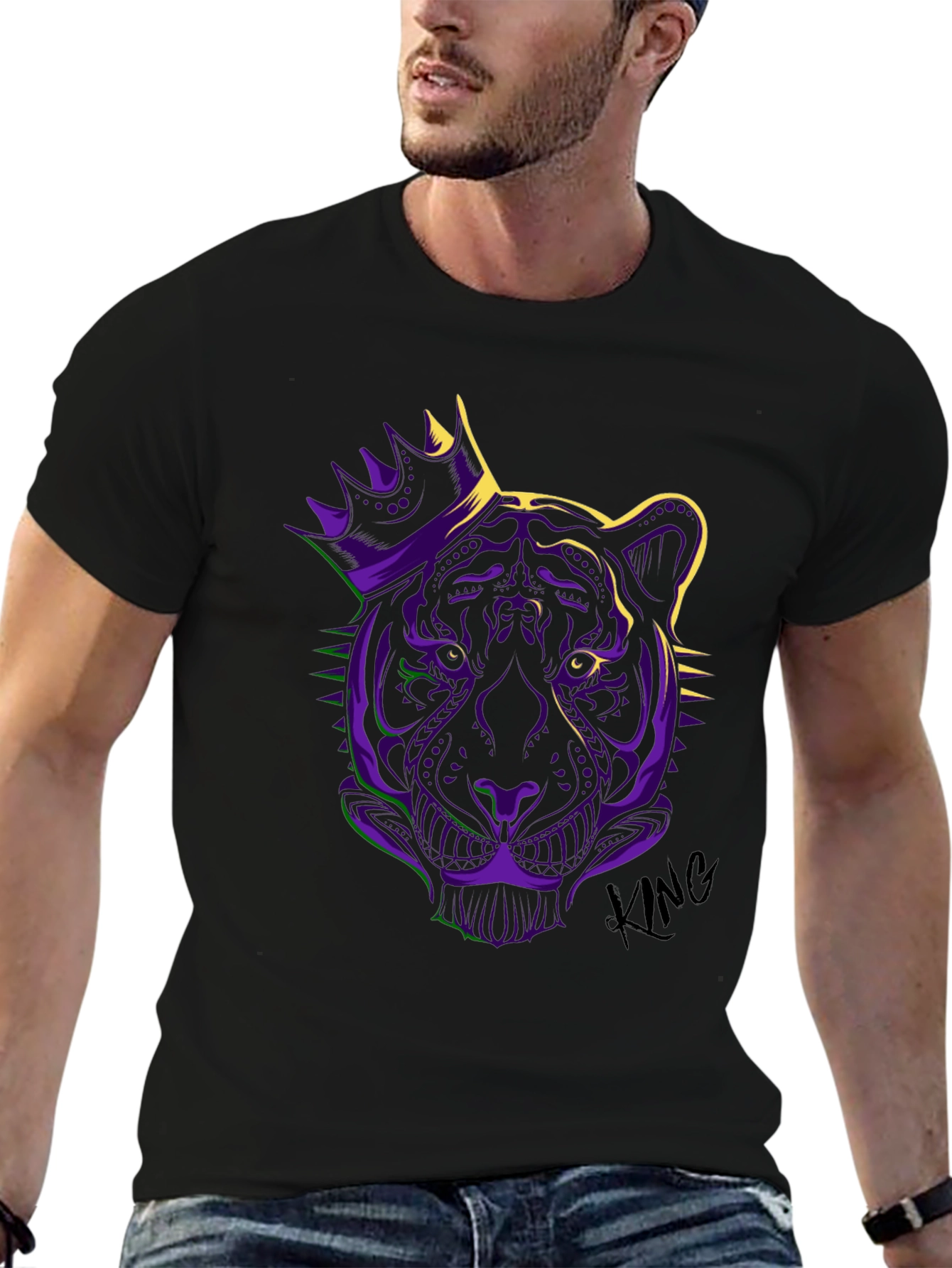 King Tiger Graphic Tee - Mardi Gras Style
