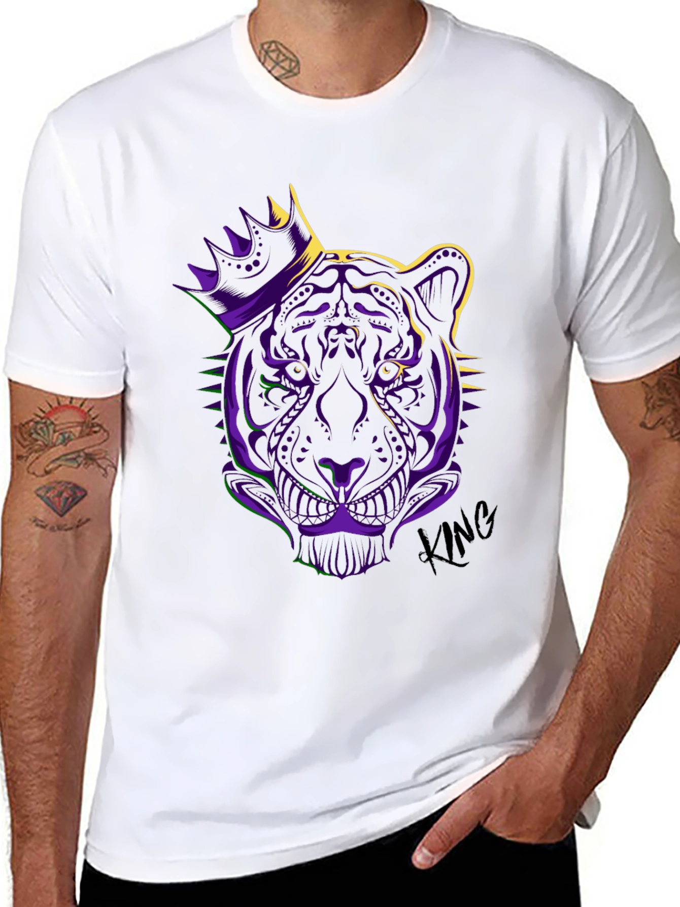 King Tiger Graphic Tee - Mardi Gras Style