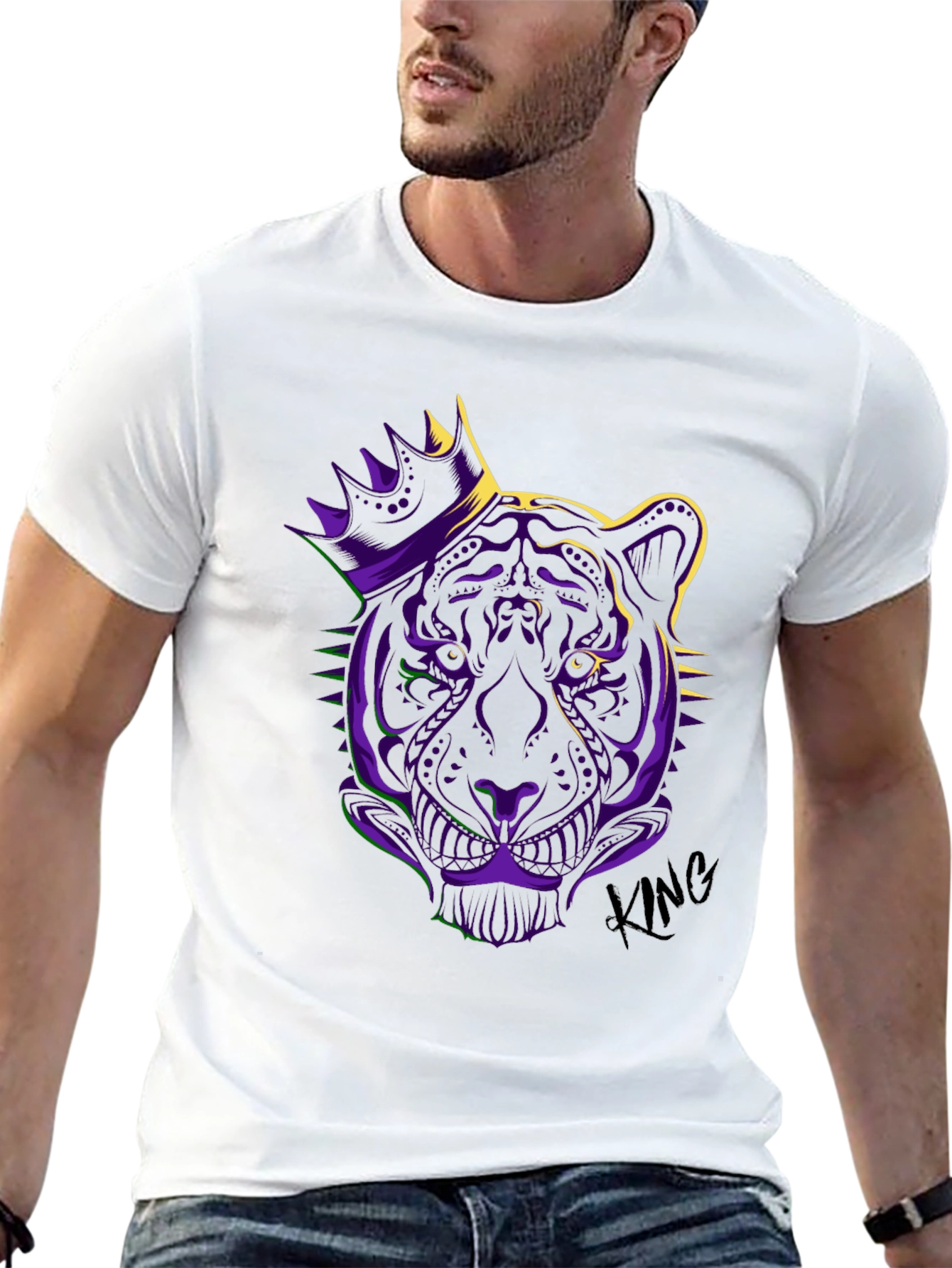 King Tiger Graphic Tee - Mardi Gras Style