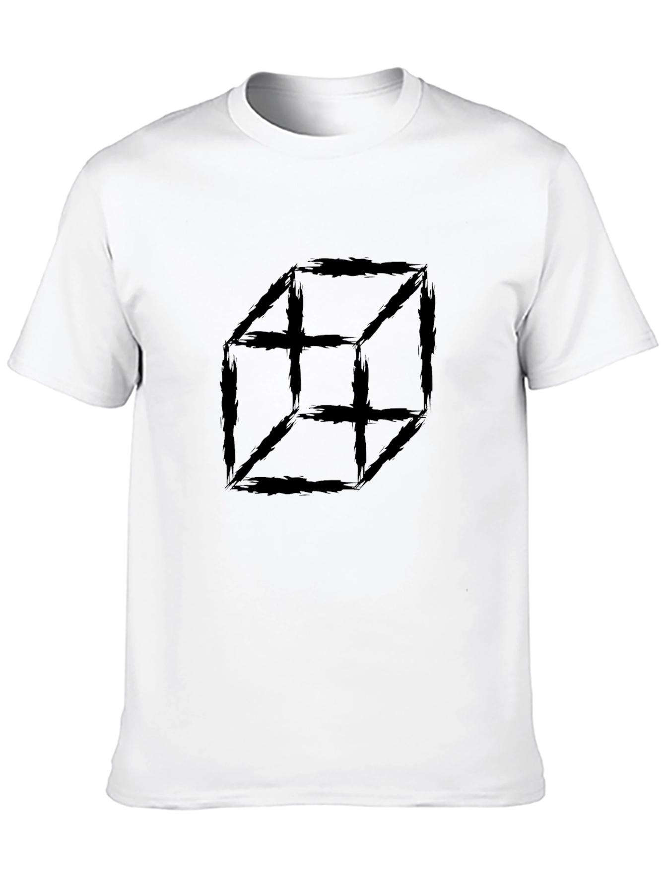 Abstract Cube Graphic T-Shirt - Black