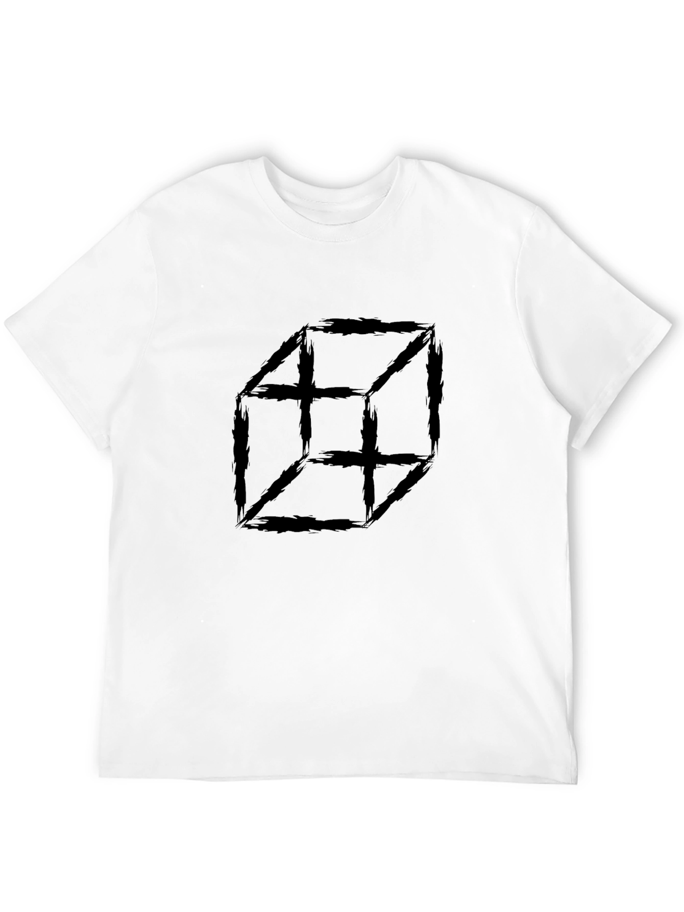 Abstract Cube Graphic T-Shirt - Black