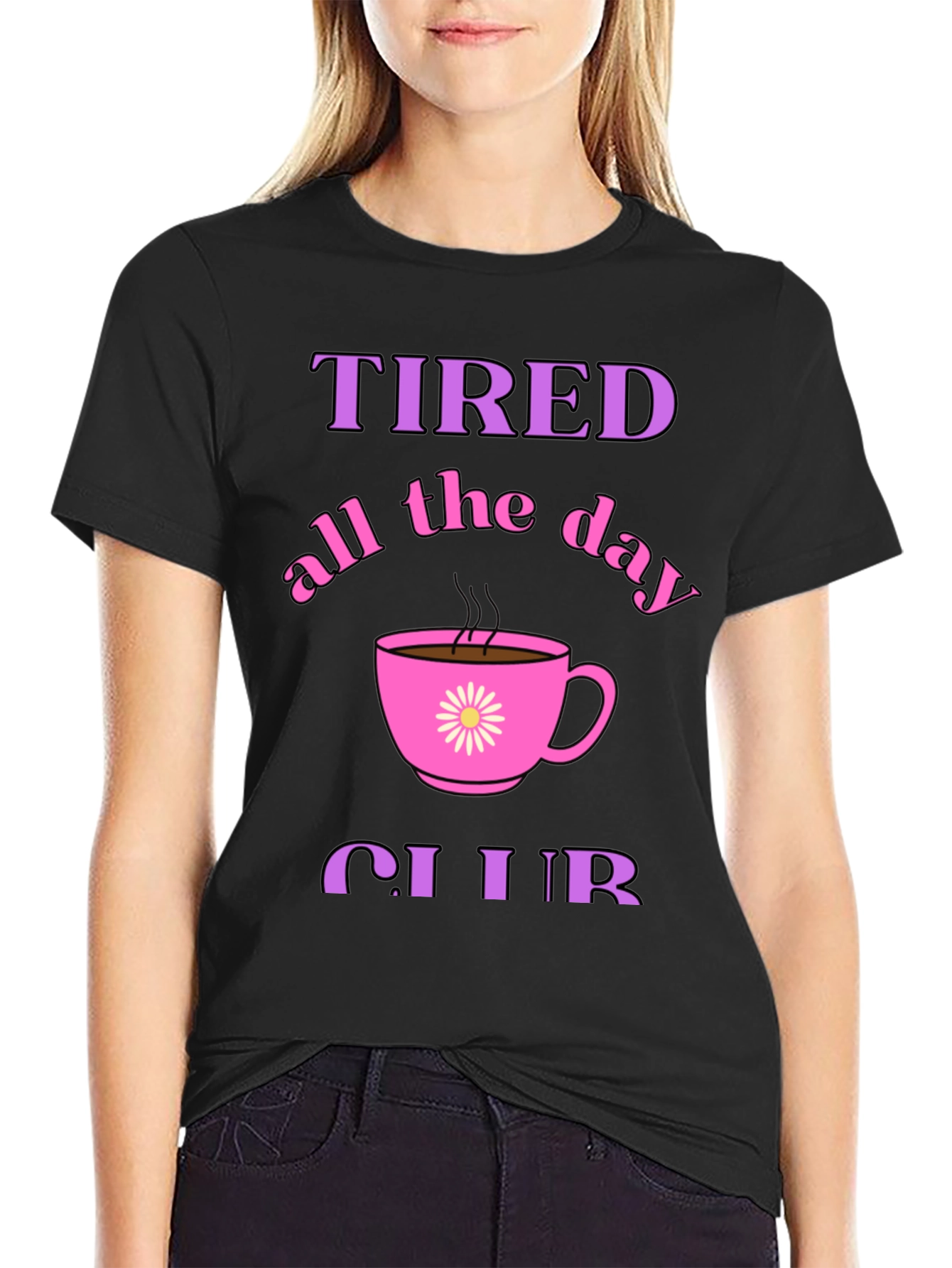 Tired All Day Club Black Graphic Tee