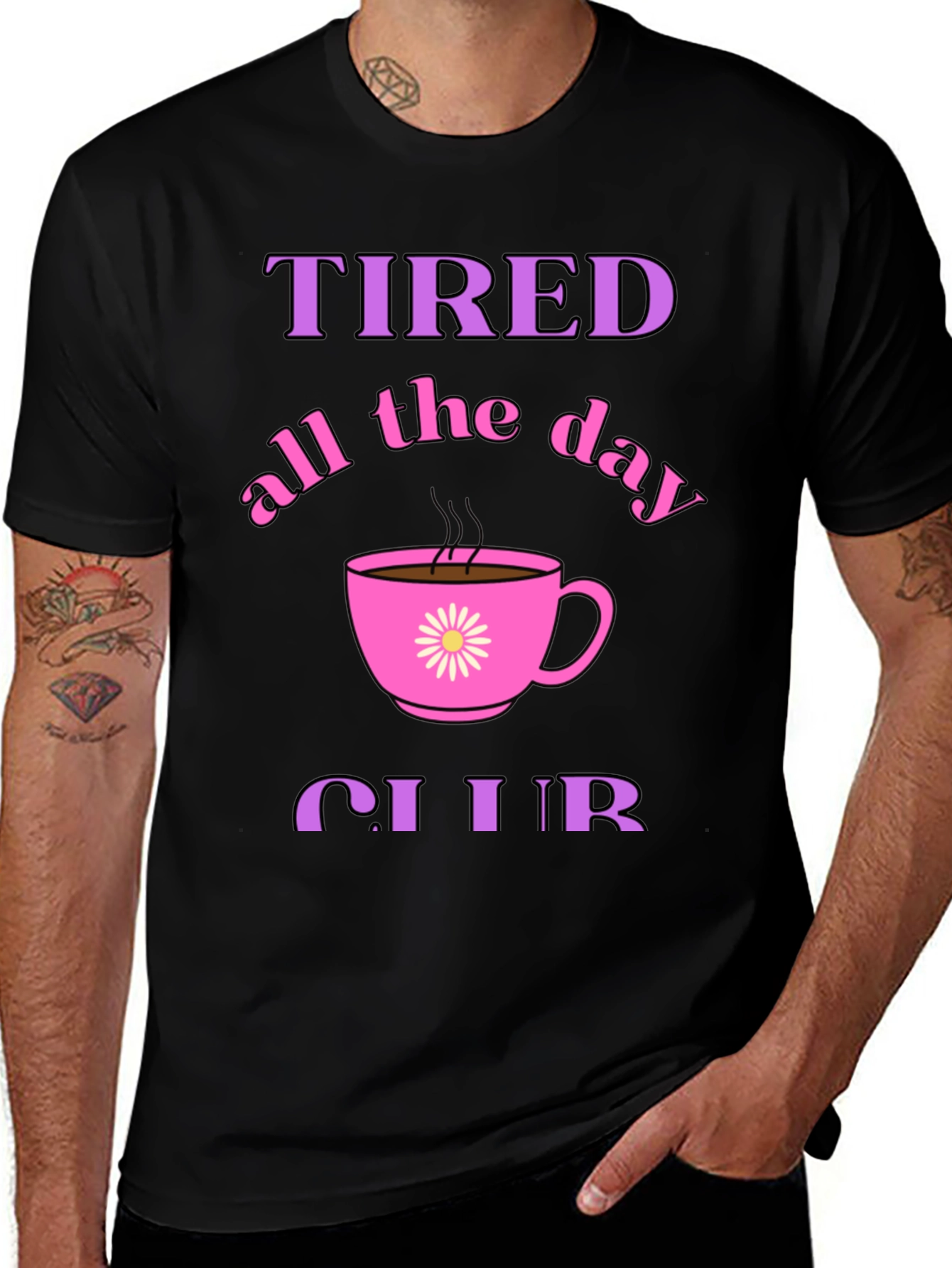 Tired All Day Club Black Graphic Tee