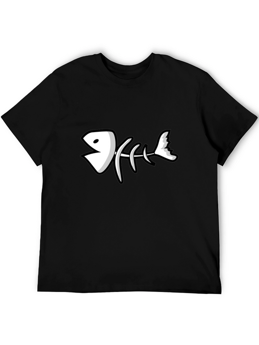 Cartoon Fish Skeleton Graphic T-Shirt